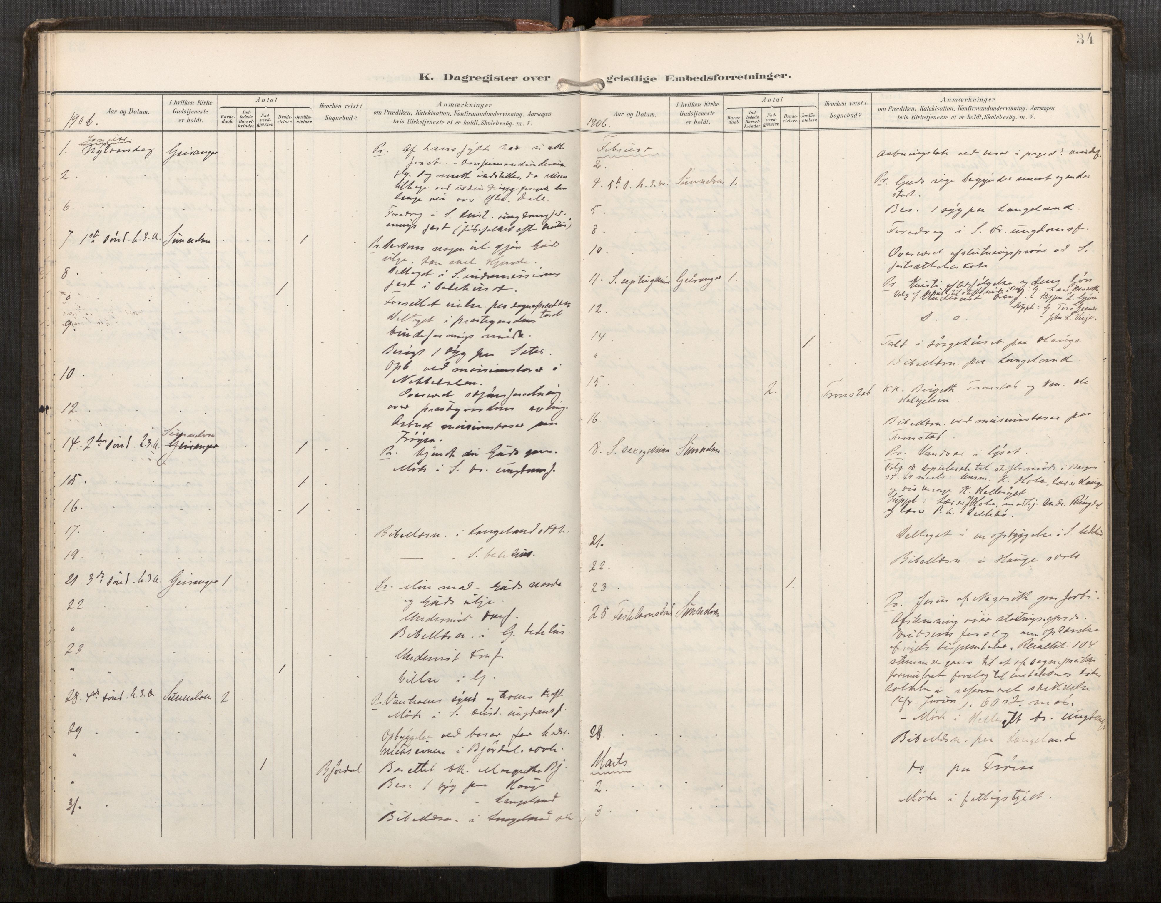 Sunnylven sokneprestkontor, AV/SAT-A-1007: Parish register (official) no. 517A11, 1899-1925, p. 34