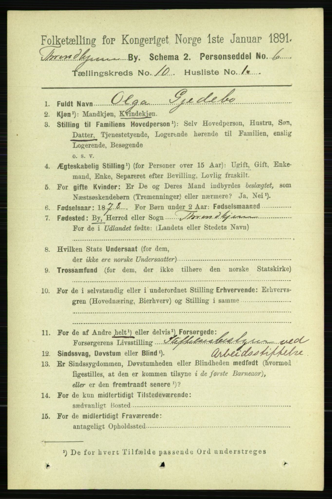 RA, 1891 census for 1601 Trondheim, 1891, p. 8334