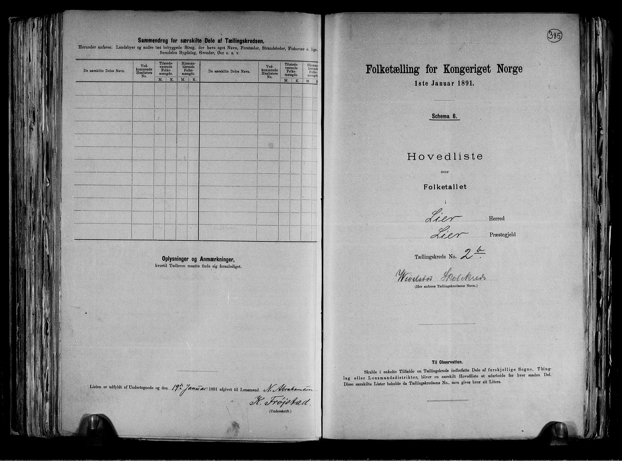 RA, 1891 census for 0626 Lier, 1891, p. 10