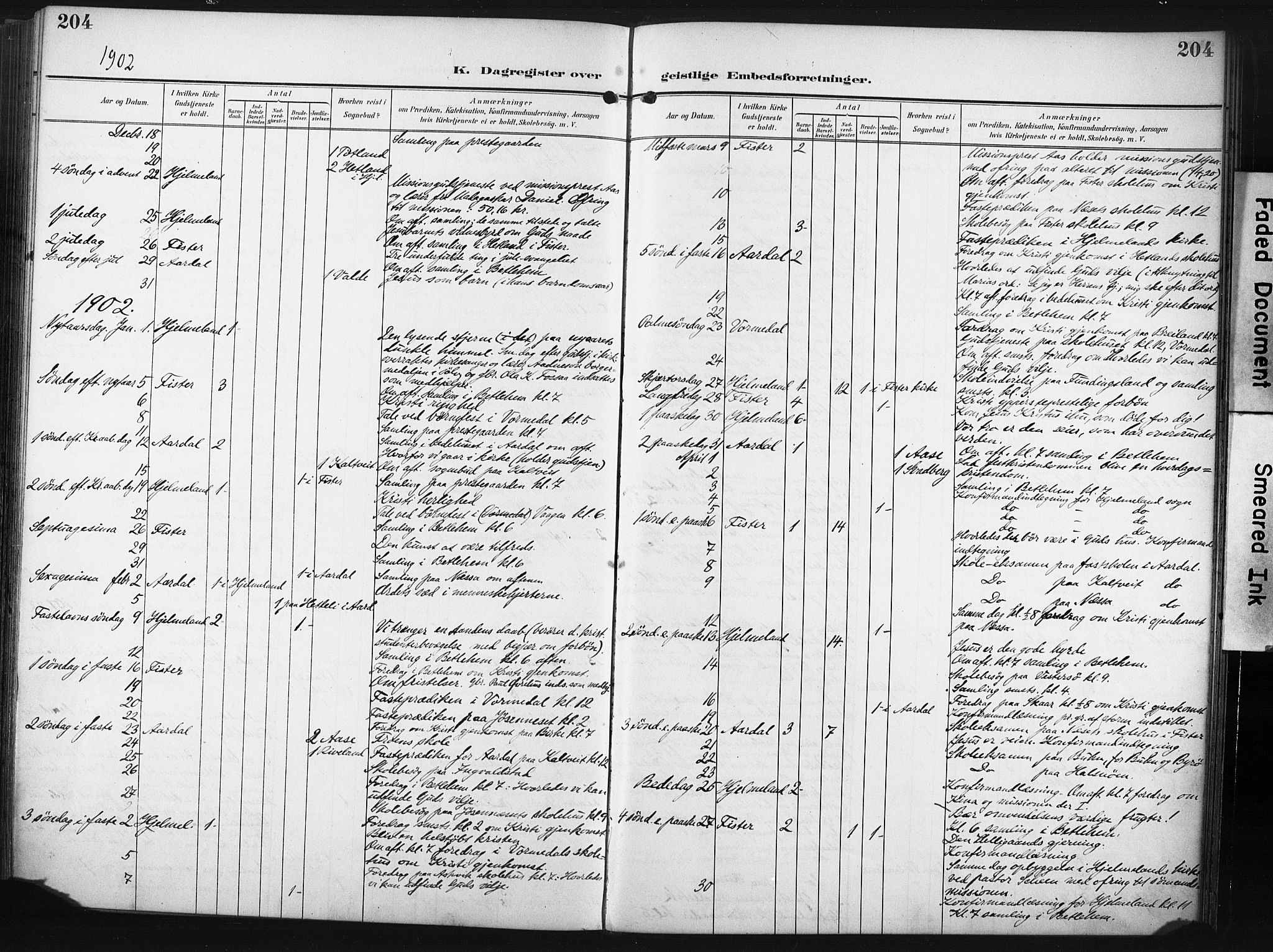 Hjelmeland sokneprestkontor, SAST/A-101843/02/A/L0002: Parish register (official) no. A 17, 1901-1916, p. 204