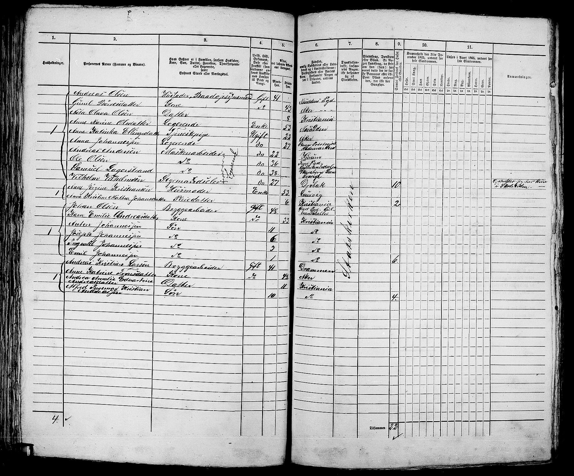 RA, 1865 census for Kristiania, 1865, p. 1309