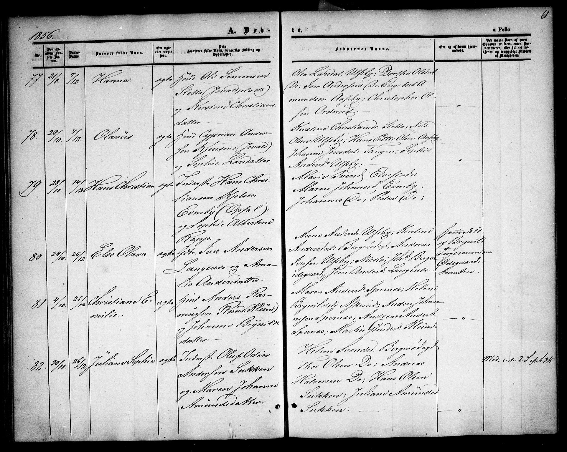 Rødenes prestekontor Kirkebøker, AV/SAO-A-2005/F/Fa/L0006: Parish register (official) no. I 6, 1850-1859, p. 61