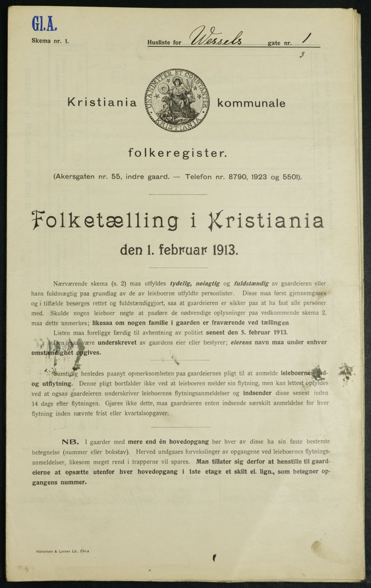 OBA, Municipal Census 1913 for Kristiania, 1913, p. 127809