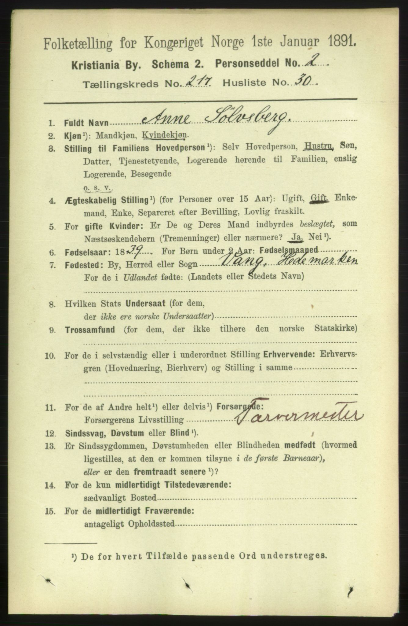 RA, 1891 census for 0301 Kristiania, 1891, p. 129048