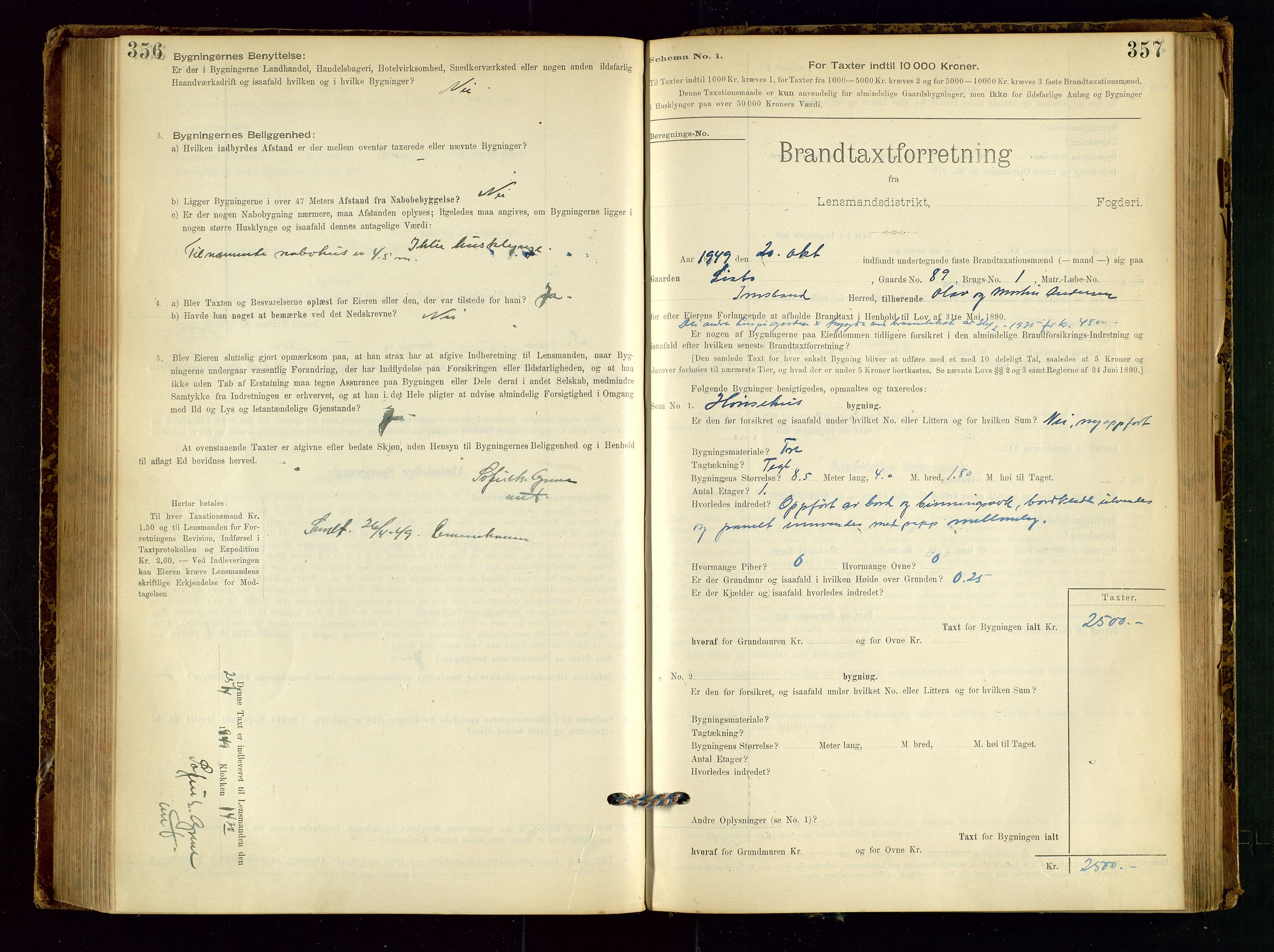 Vikedal lensmannskontor, AV/SAST-A-100179/Gob/L0004: Branntakstprotokoll, 1894-1952, p. 356-357