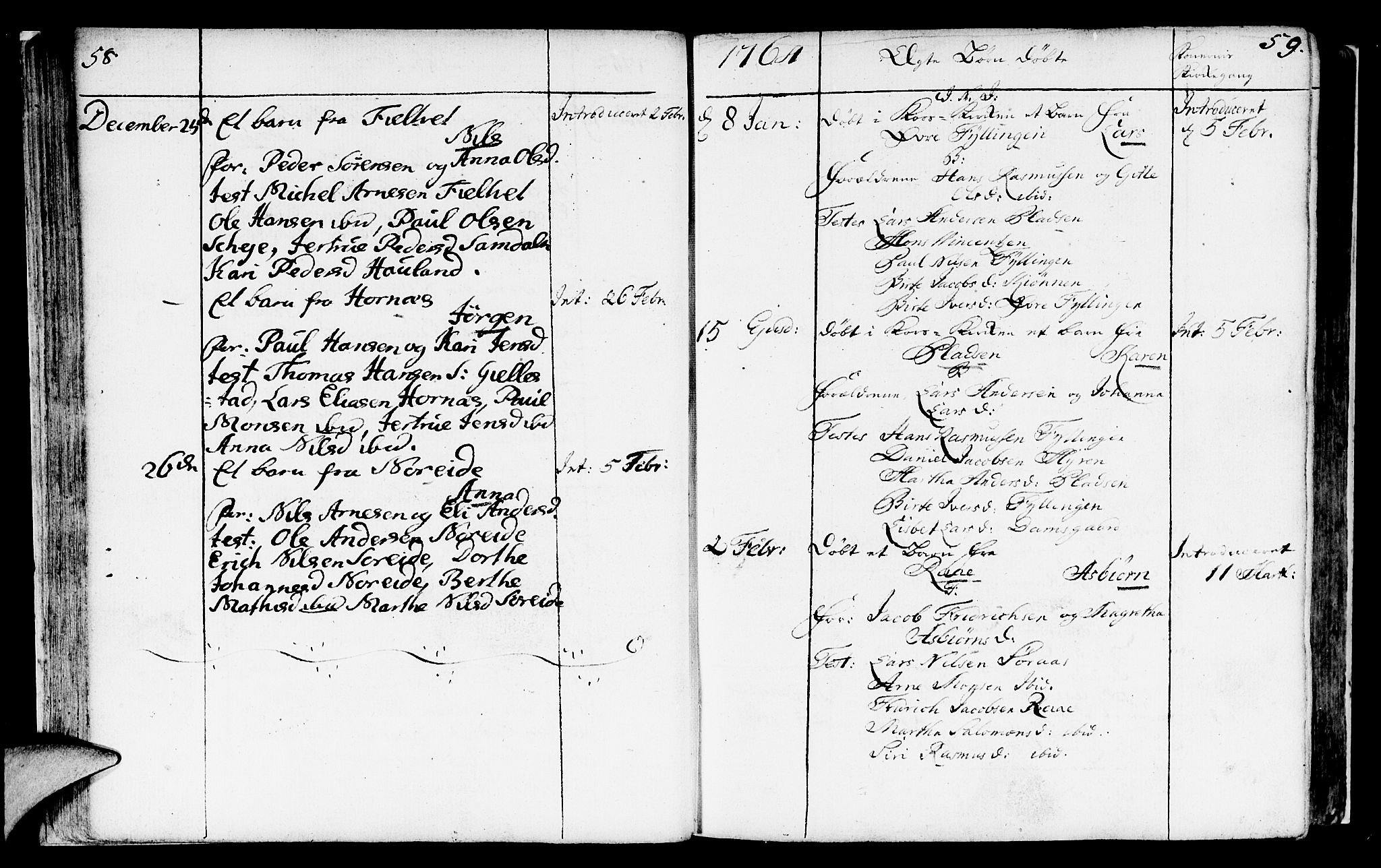 Fana Sokneprestembete, AV/SAB-A-75101/H/Haa/Haaa/L0004: Parish register (official) no. A 4, 1757-1774, p. 58-59