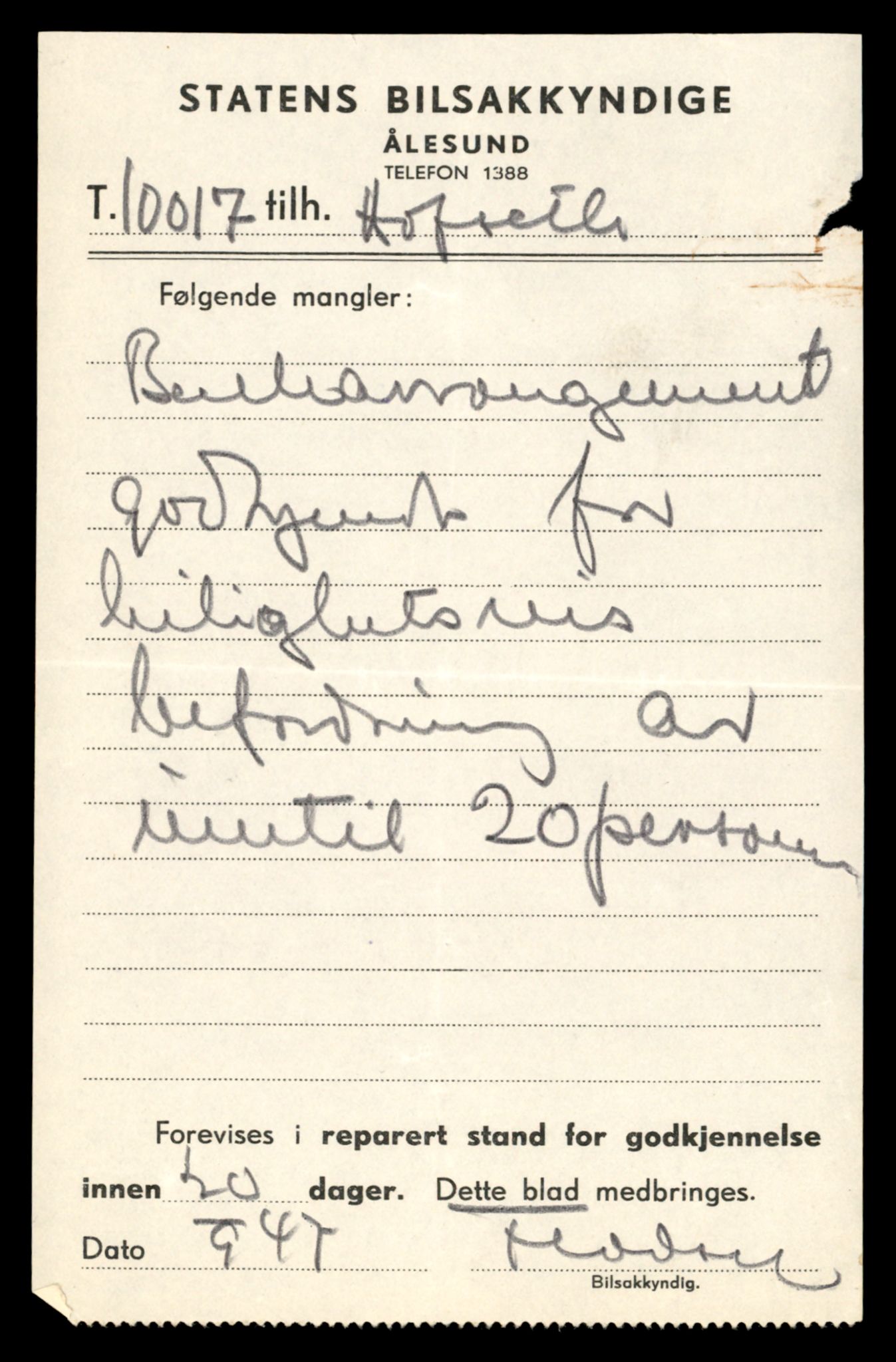 Møre og Romsdal vegkontor - Ålesund trafikkstasjon, AV/SAT-A-4099/F/Fe/L0033: Registreringskort for kjøretøy T 12151 - T 12474, 1927-1998, p. 1341