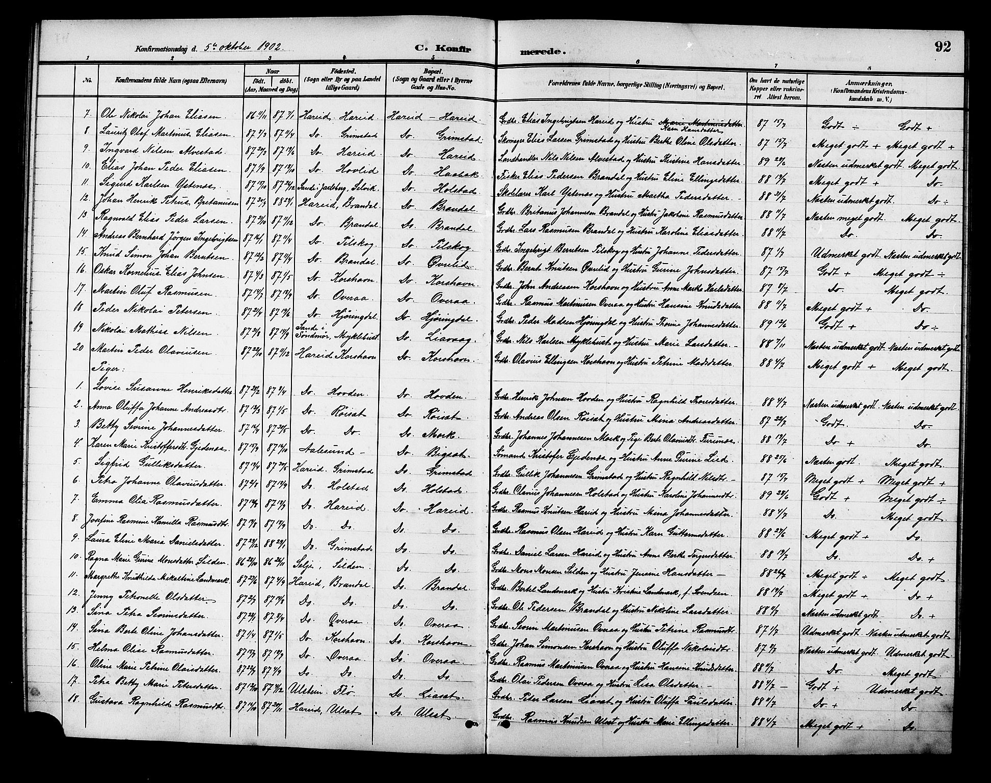 Ministerialprotokoller, klokkerbøker og fødselsregistre - Møre og Romsdal, SAT/A-1454/510/L0126: Parish register (copy) no. 510C03, 1900-1922, p. 92