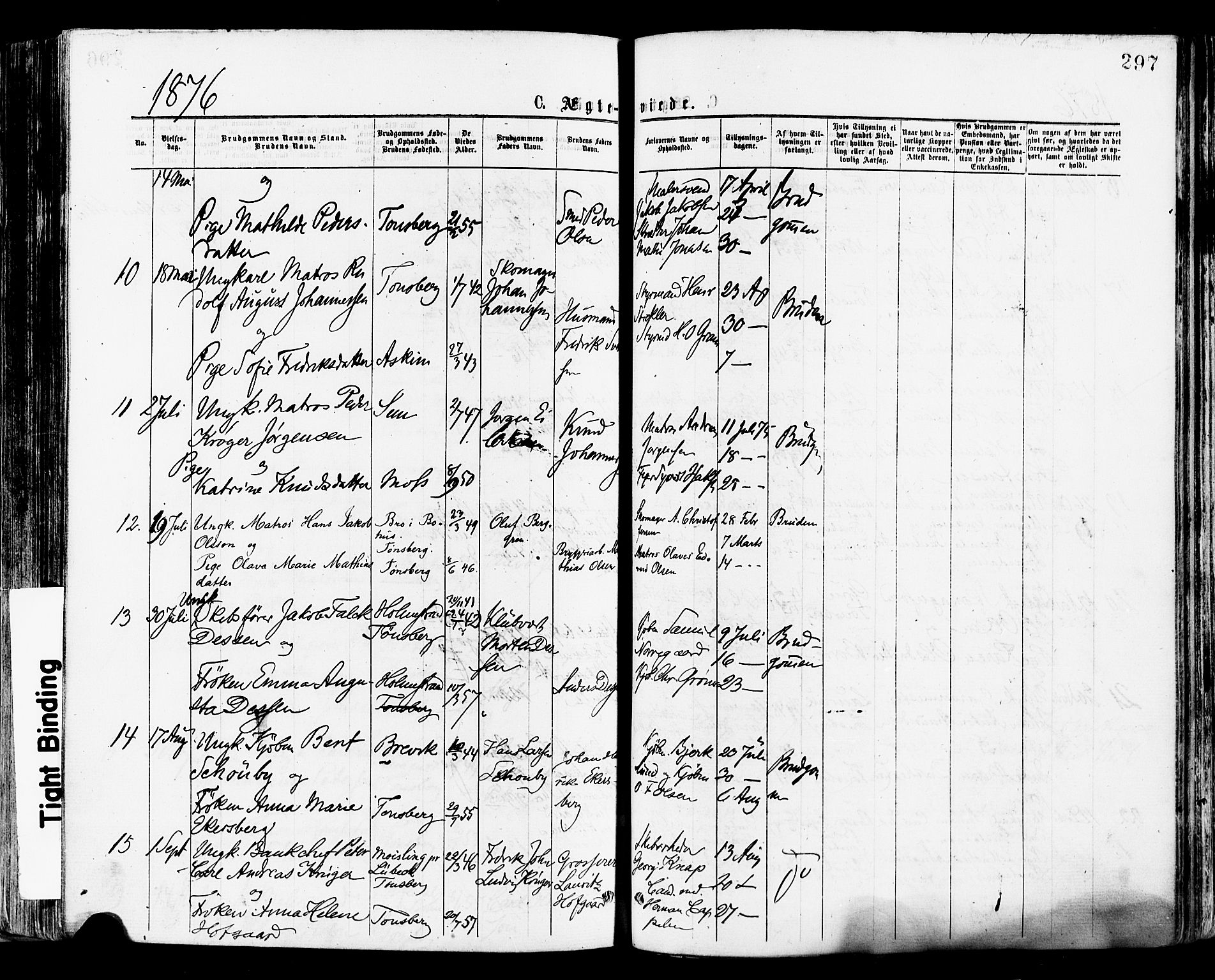 Tønsberg kirkebøker, AV/SAKO-A-330/F/Fa/L0010: Parish register (official) no. I 10, 1874-1880, p. 297