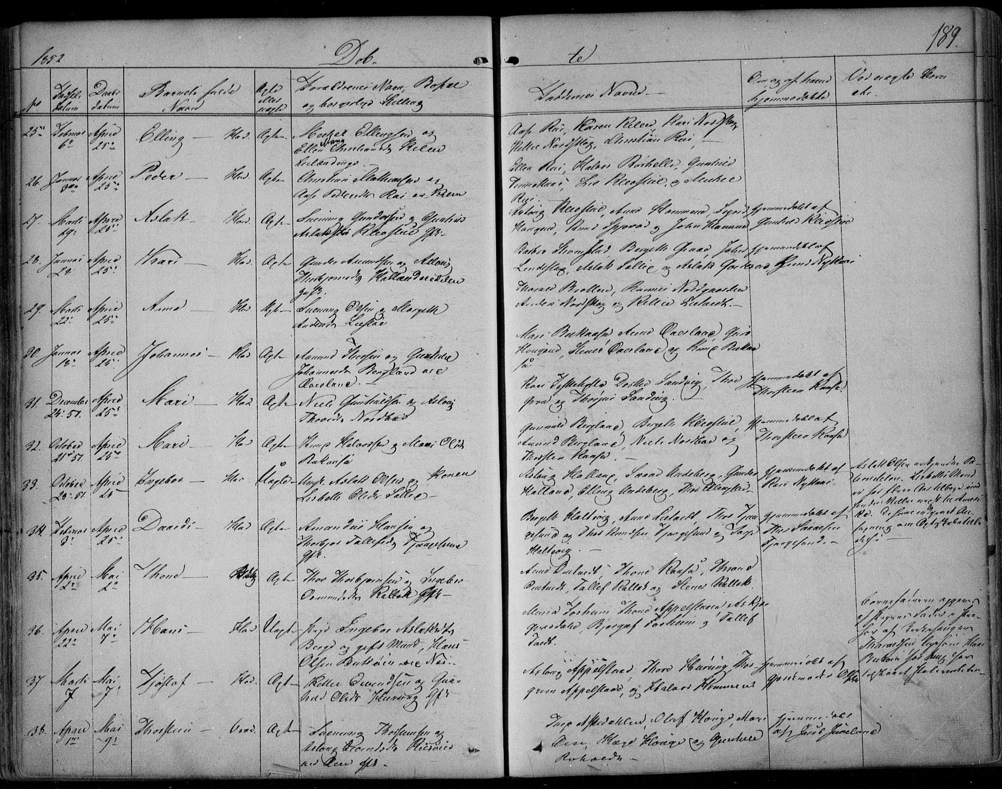 Kviteseid kirkebøker, SAKO/A-276/F/Fa/L0006: Parish register (official) no. I 6, 1836-1858, p. 189
