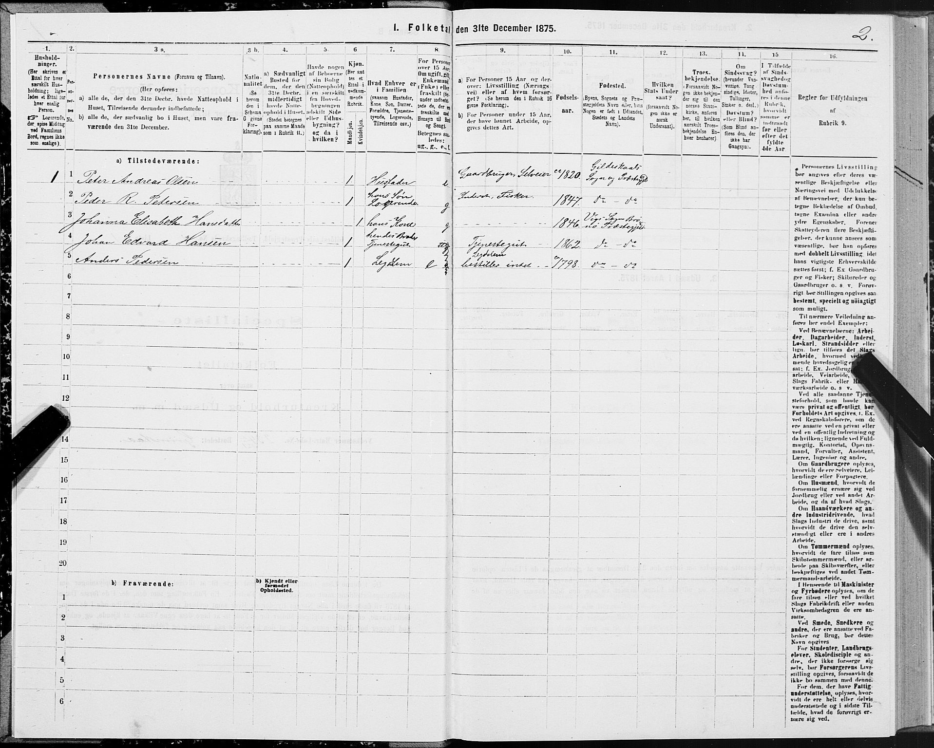 SAT, 1875 census for 1838P Gildeskål, 1875, p. 1002