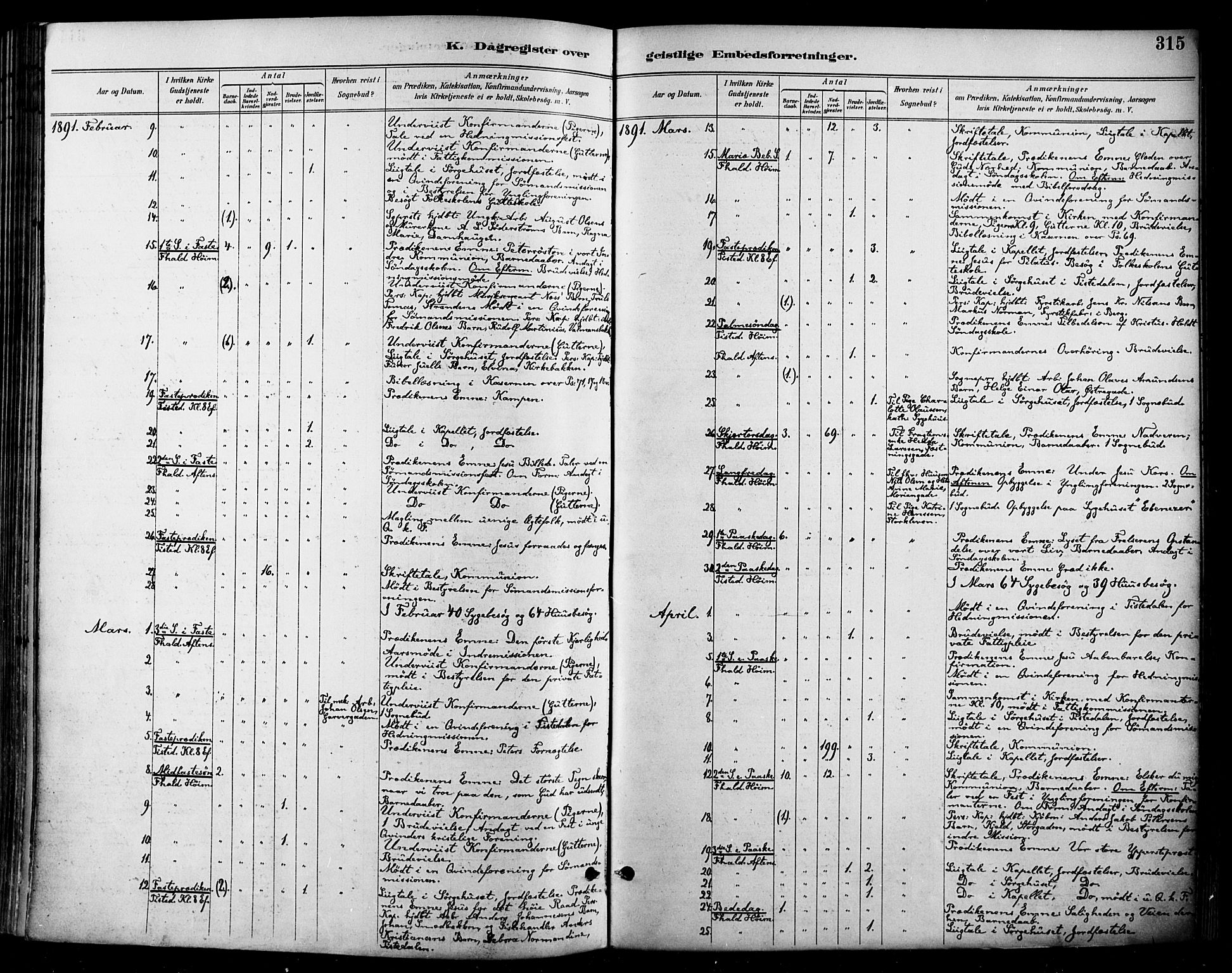 Halden prestekontor Kirkebøker, AV/SAO-A-10909/F/Fa/L0014: Parish register (official) no. I 14, 1890-1906, p. 315