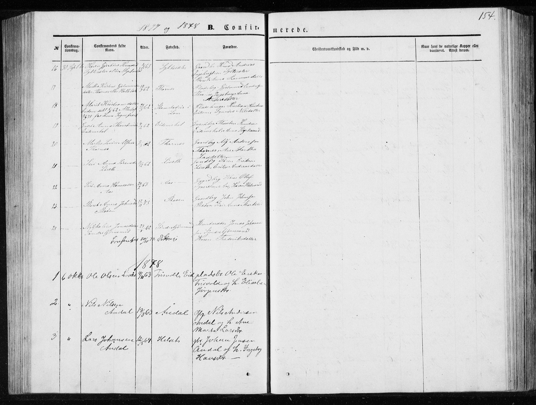 Ministerialprotokoller, klokkerbøker og fødselsregistre - Møre og Romsdal, AV/SAT-A-1454/565/L0754: Parish register (copy) no. 565C03, 1870-1896, p. 154