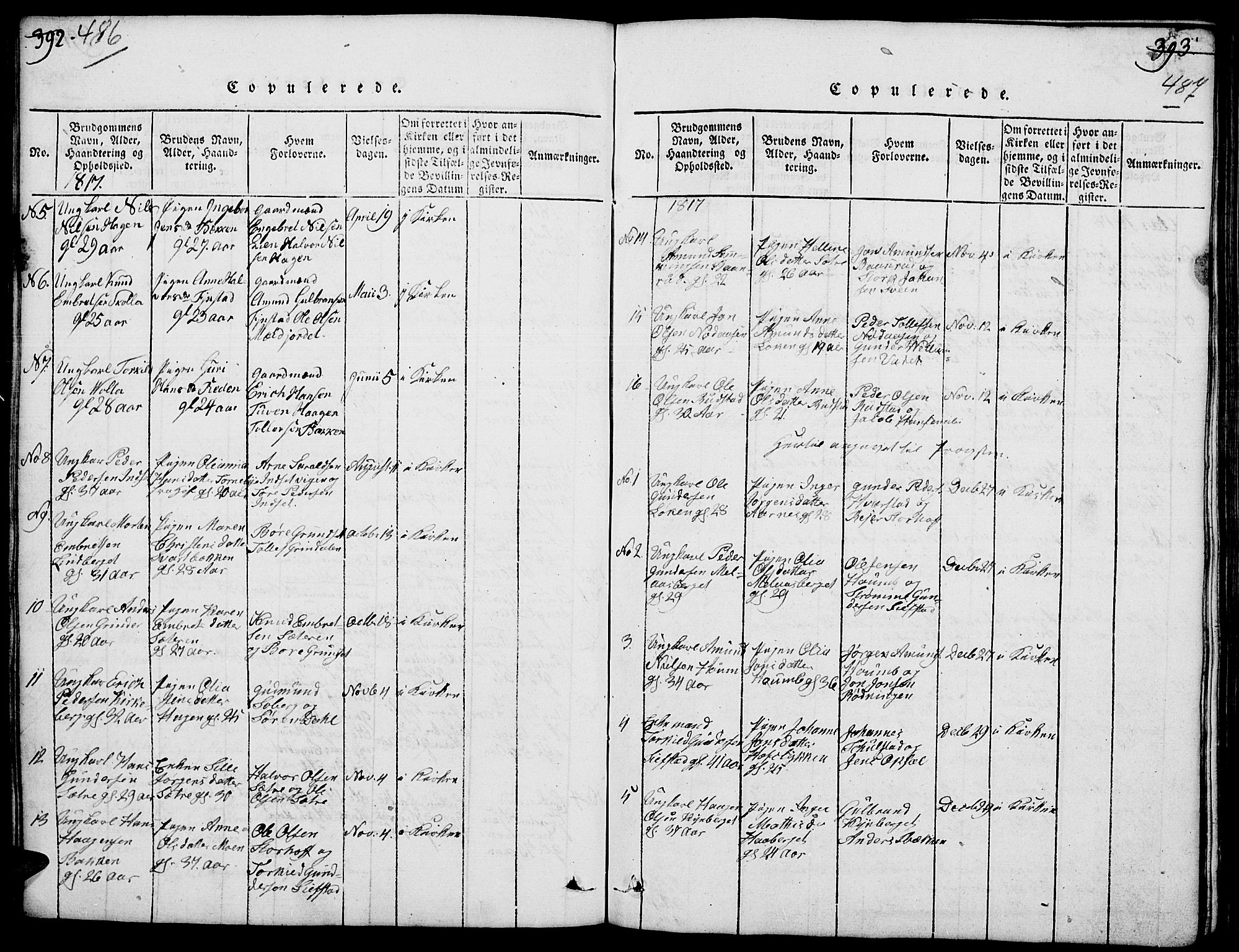 Elverum prestekontor, AV/SAH-PREST-044/H/Ha/Hab/L0001: Parish register (copy) no. 1, 1815-1829, p. 486-487