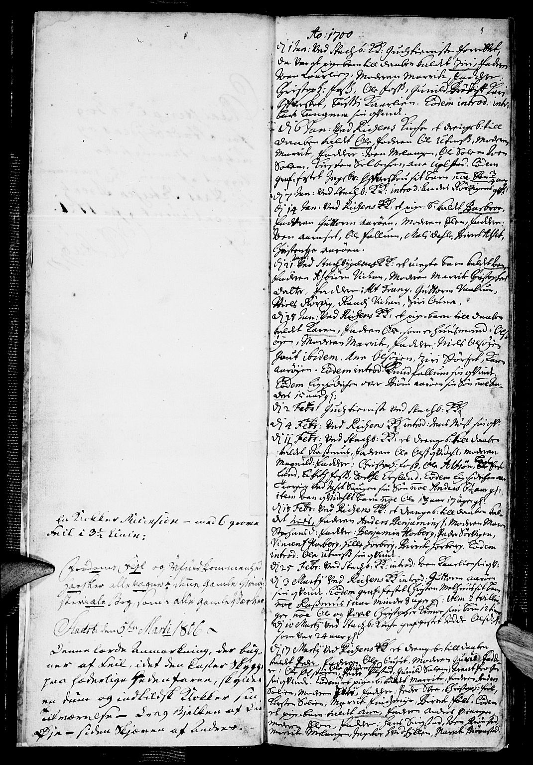 Ministerialprotokoller, klokkerbøker og fødselsregistre - Sør-Trøndelag, SAT/A-1456/646/L0603: Parish register (official) no. 646A01, 1700-1734, p. 1