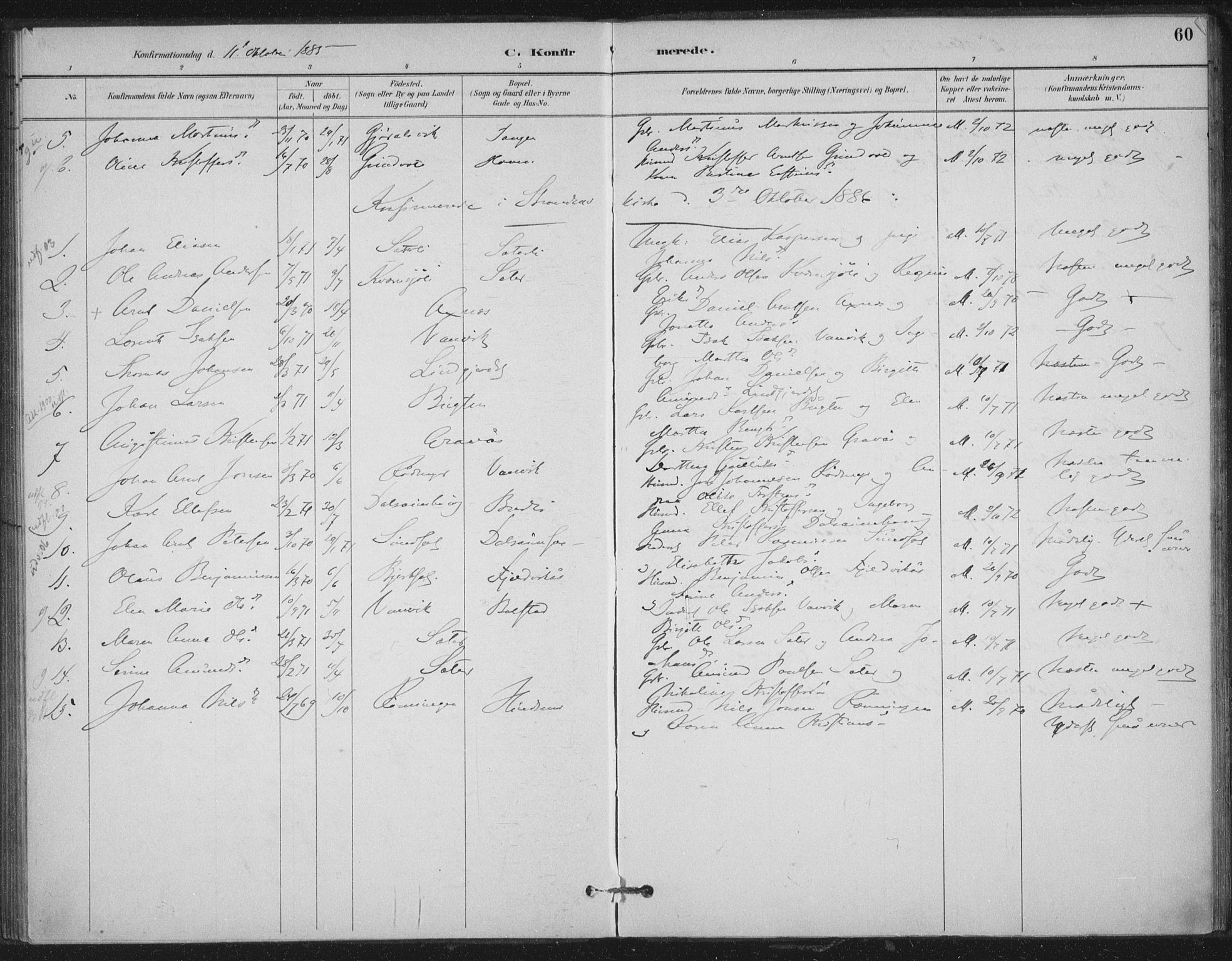 Ministerialprotokoller, klokkerbøker og fødselsregistre - Nord-Trøndelag, SAT/A-1458/702/L0023: Parish register (official) no. 702A01, 1883-1897, p. 60