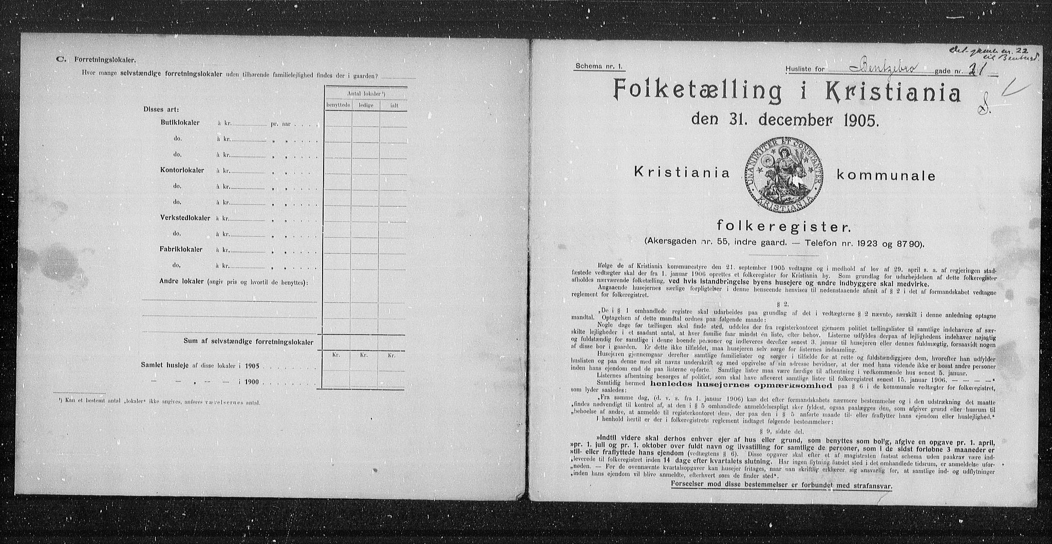 OBA, Municipal Census 1905 for Kristiania, 1905, p. 1771