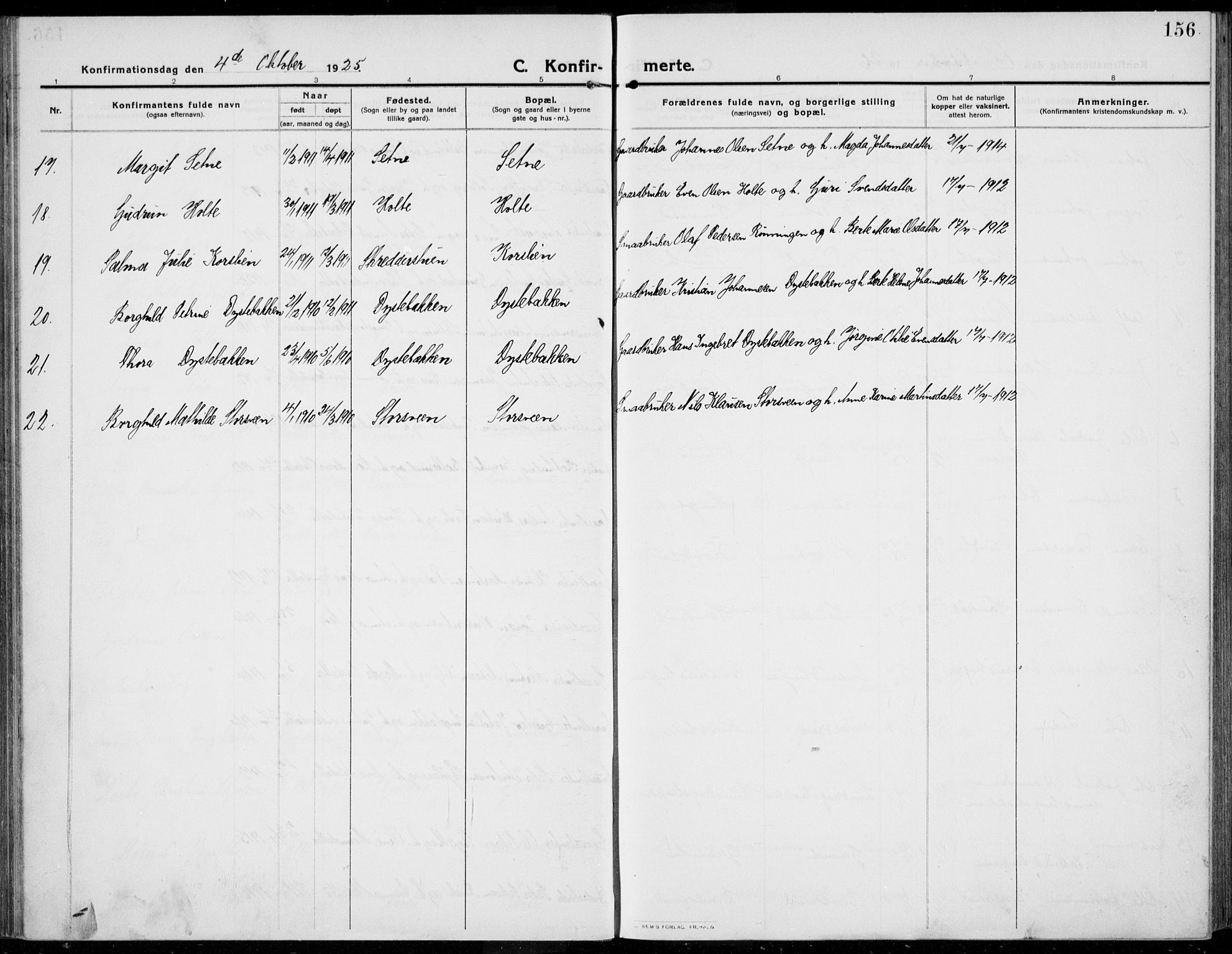 Kolbu prestekontor, SAH/PREST-110/H/Ha/Haa/L0002: Parish register (official) no. 2, 1912-1926, p. 156