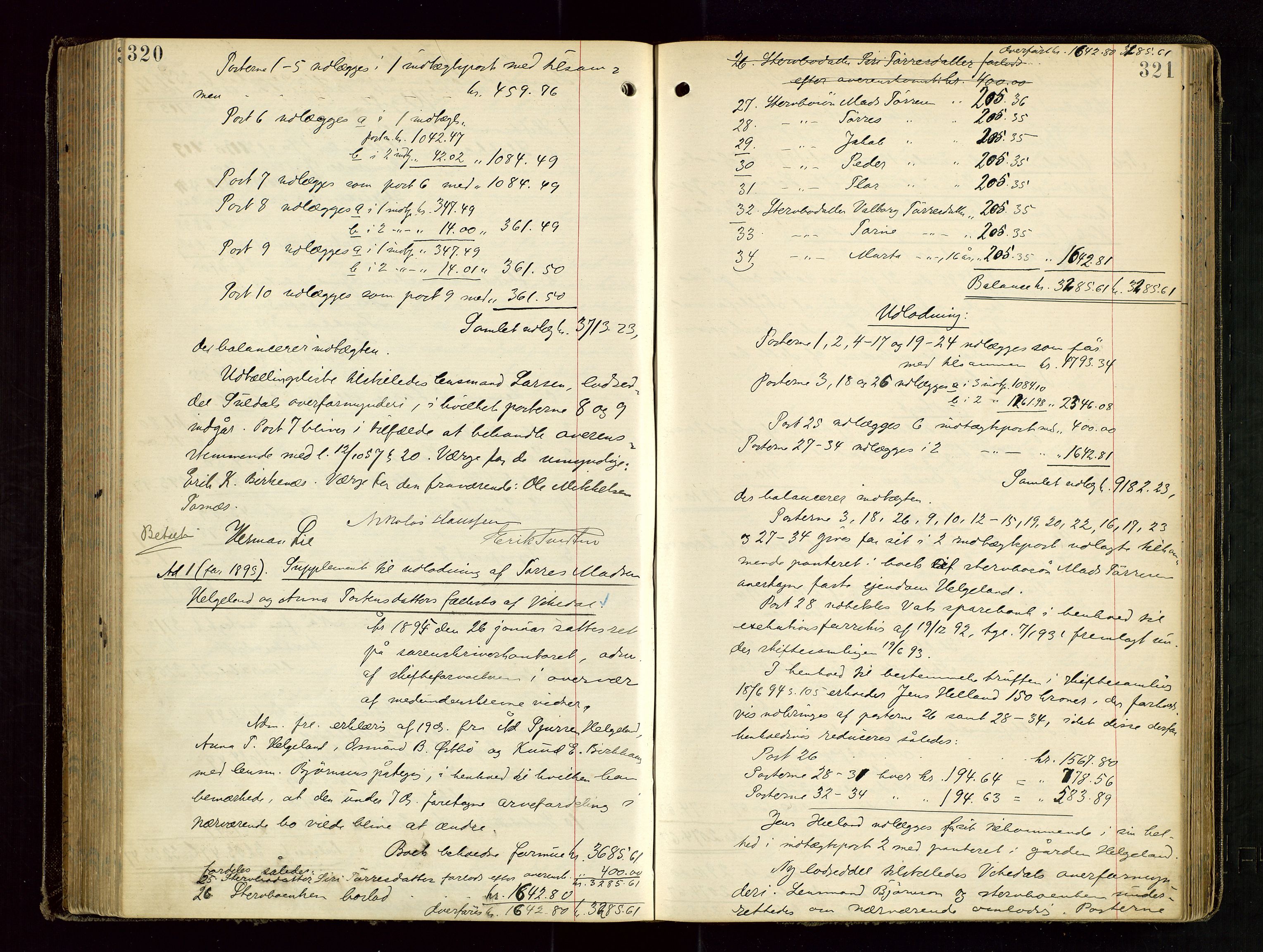 Ryfylke tingrett, AV/SAST-A-100055/001/IV/IVD/L0029: Skifteprotokoll, register i protokollen, 1893-1897, p. 320-321