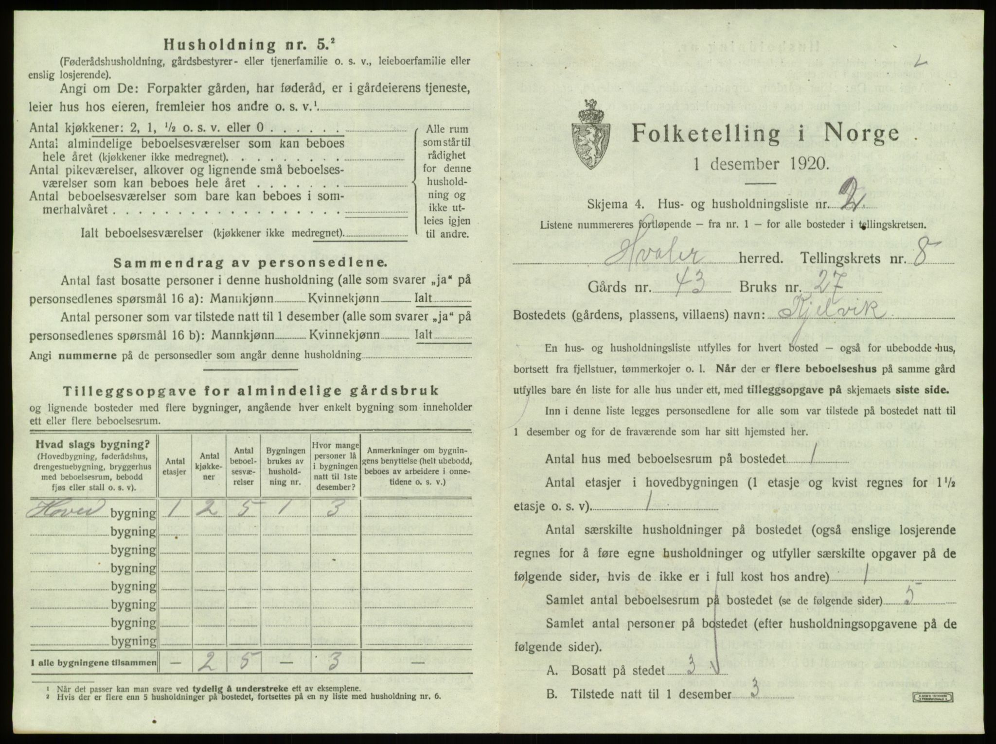 SAO, 1920 census for Hvaler, 1920, p. 1311