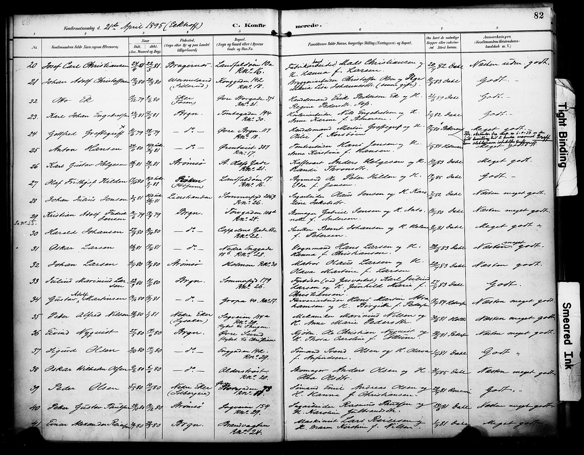 Bragernes kirkebøker, AV/SAKO-A-6/F/Fc/L0006: Parish register (official) no. III 6, 1888-1899, p. 82