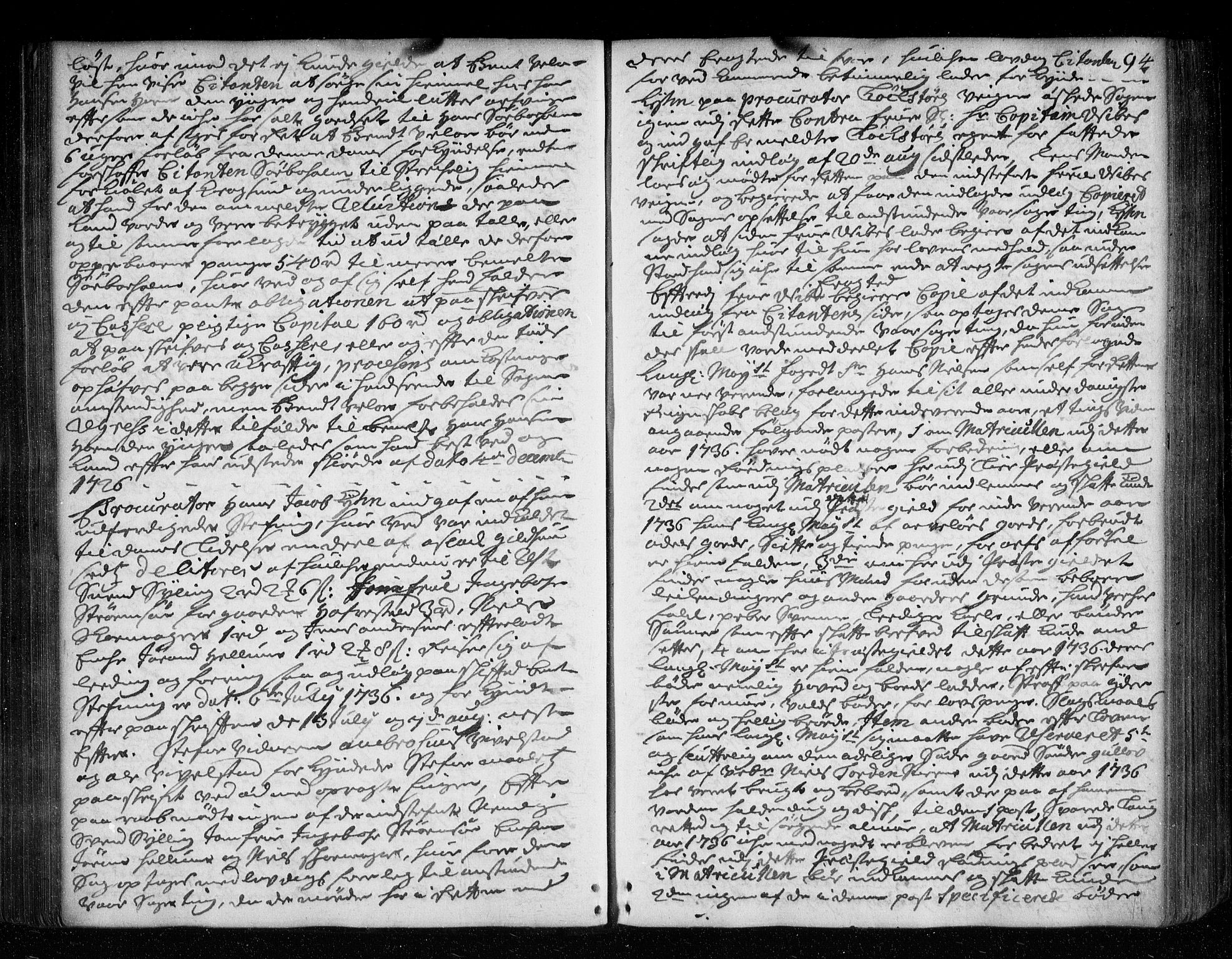 Lier, Røyken og Hurum sorenskriveri, AV/SAKO-A-89/F/Fa/L0048: Tingbok, 1736-1738, p. 94