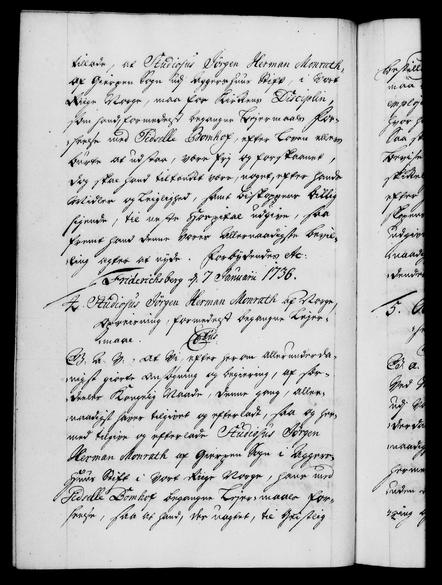 Danske Kanselli 1572-1799, RA/EA-3023/F/Fc/Fca/Fcaa/L0029: Norske registre, 1735-1736, p. 398b