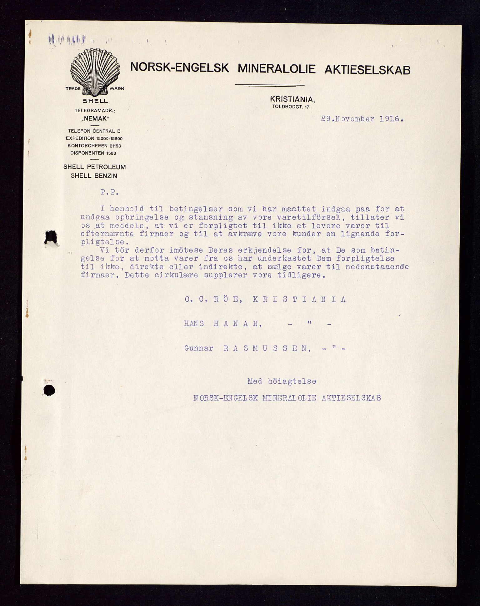 Pa 1521 - A/S Norske Shell, AV/SAST-A-101915/E/Ea/Eaa/L0002: Sjefskorrespondanse, 1917-1918, p. 433