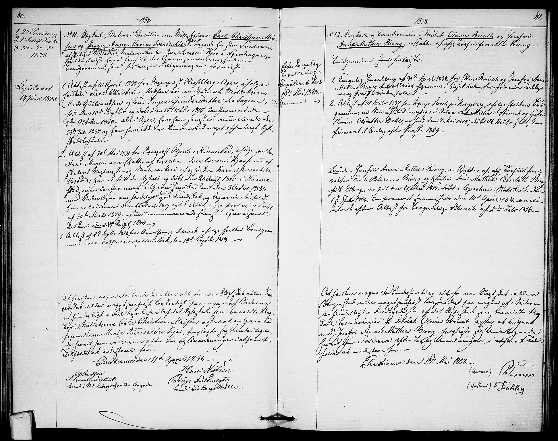 Garnisonsmenigheten Kirkebøker, AV/SAO-A-10846/H/Ha/L0003: Banns register no. I 3, 1835-1840, p. 80-81