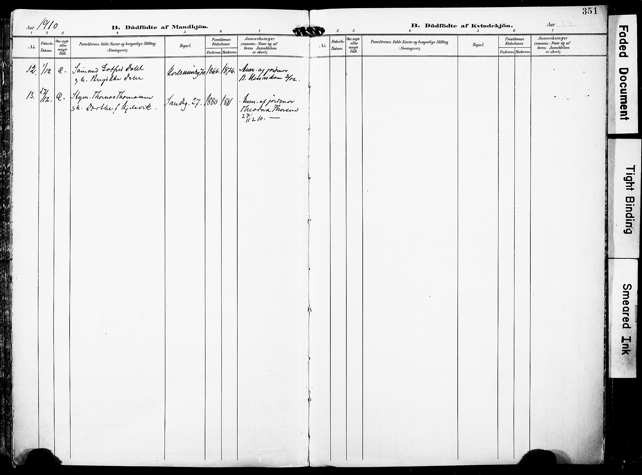 St. Johannes sokneprestkontor, SAST/A-101814/001/30/30BA/L0007: Parish register (official) no. A 7, 1900-1910, p. 351