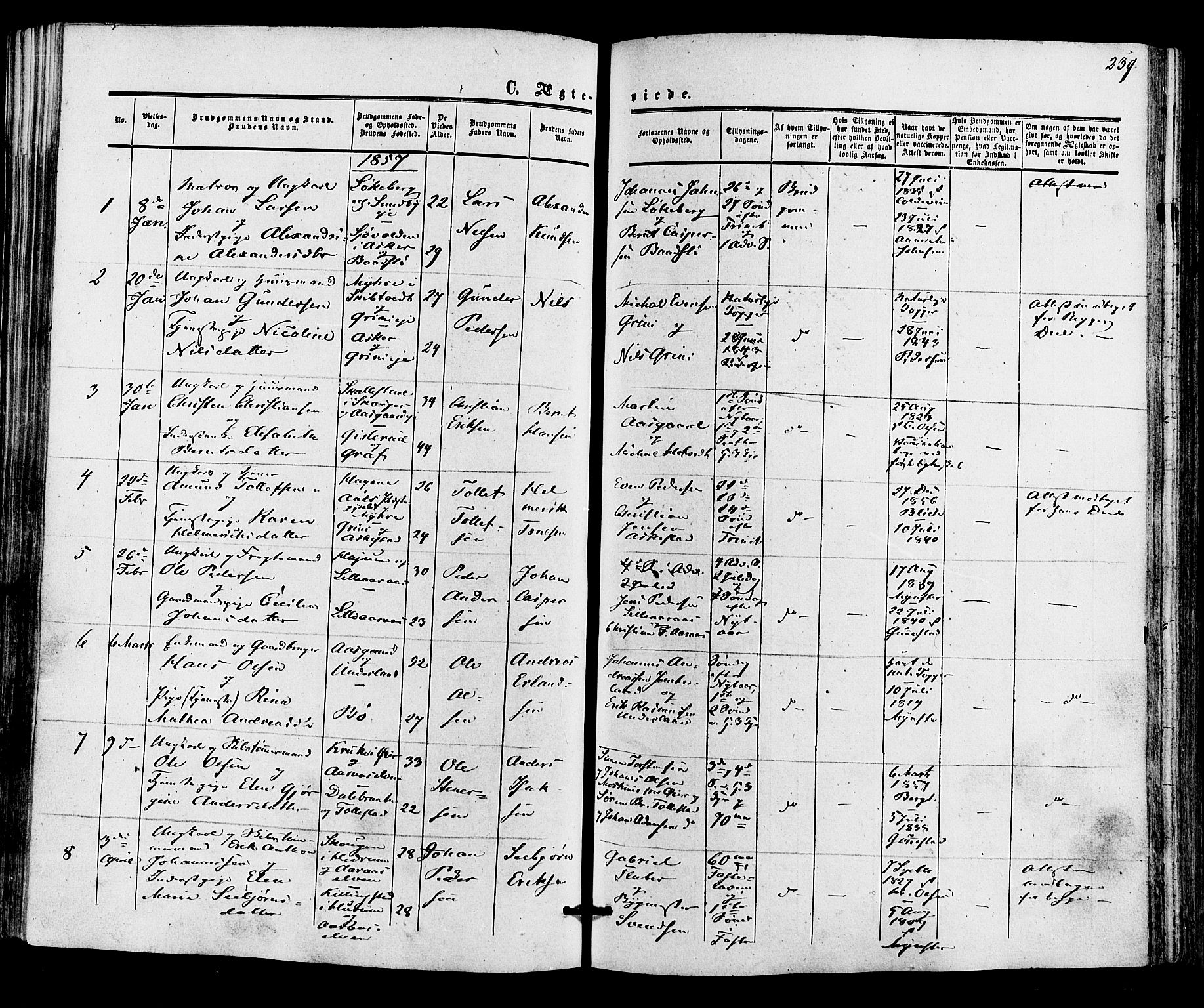 Røyken kirkebøker, AV/SAKO-A-241/F/Fa/L0006: Parish register (official) no. 6, 1857-1875, p. 239