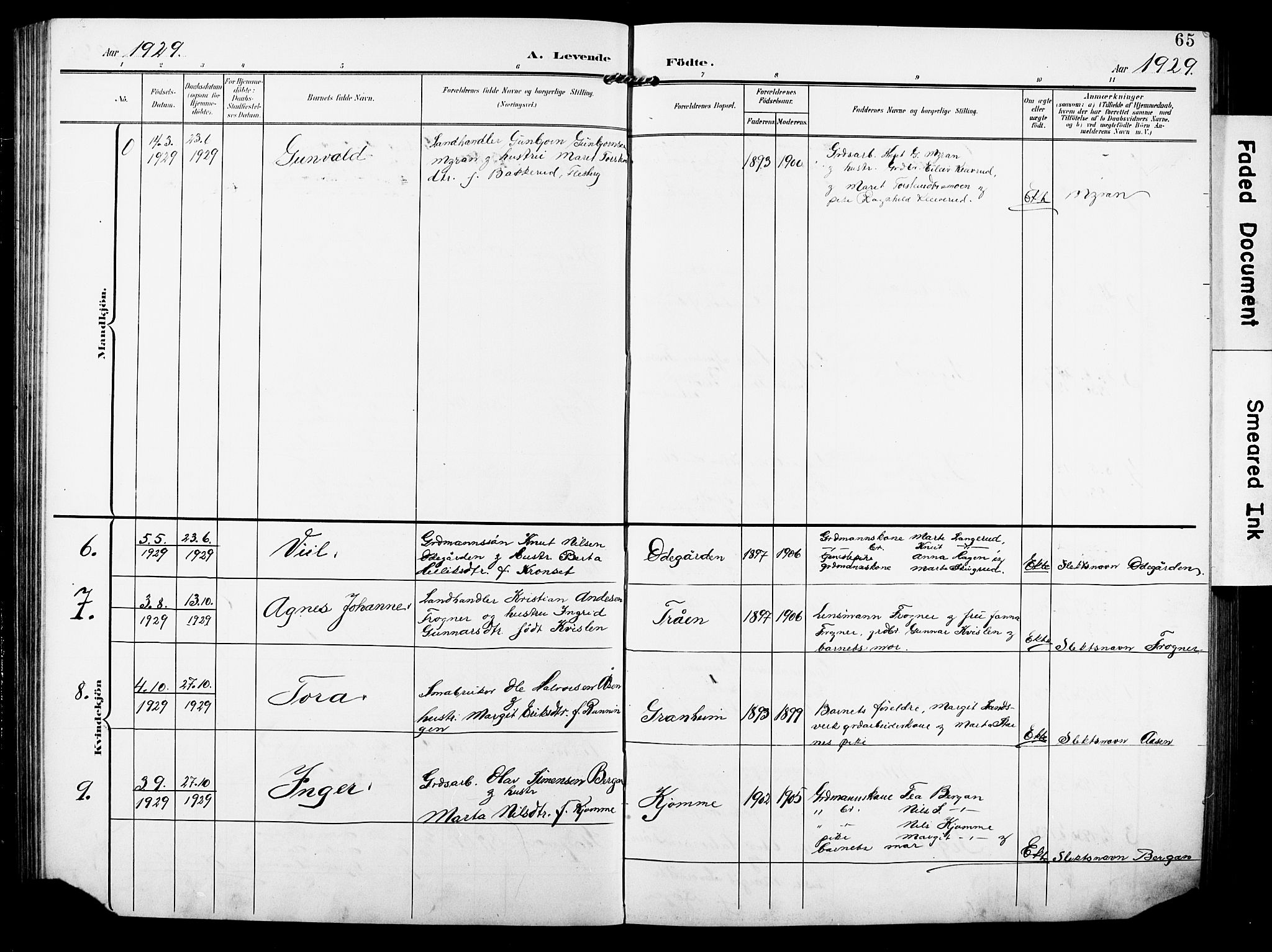 Rollag kirkebøker, AV/SAKO-A-240/G/Ga/L0005: Parish register (copy) no. I 5, 1904-1932, p. 65