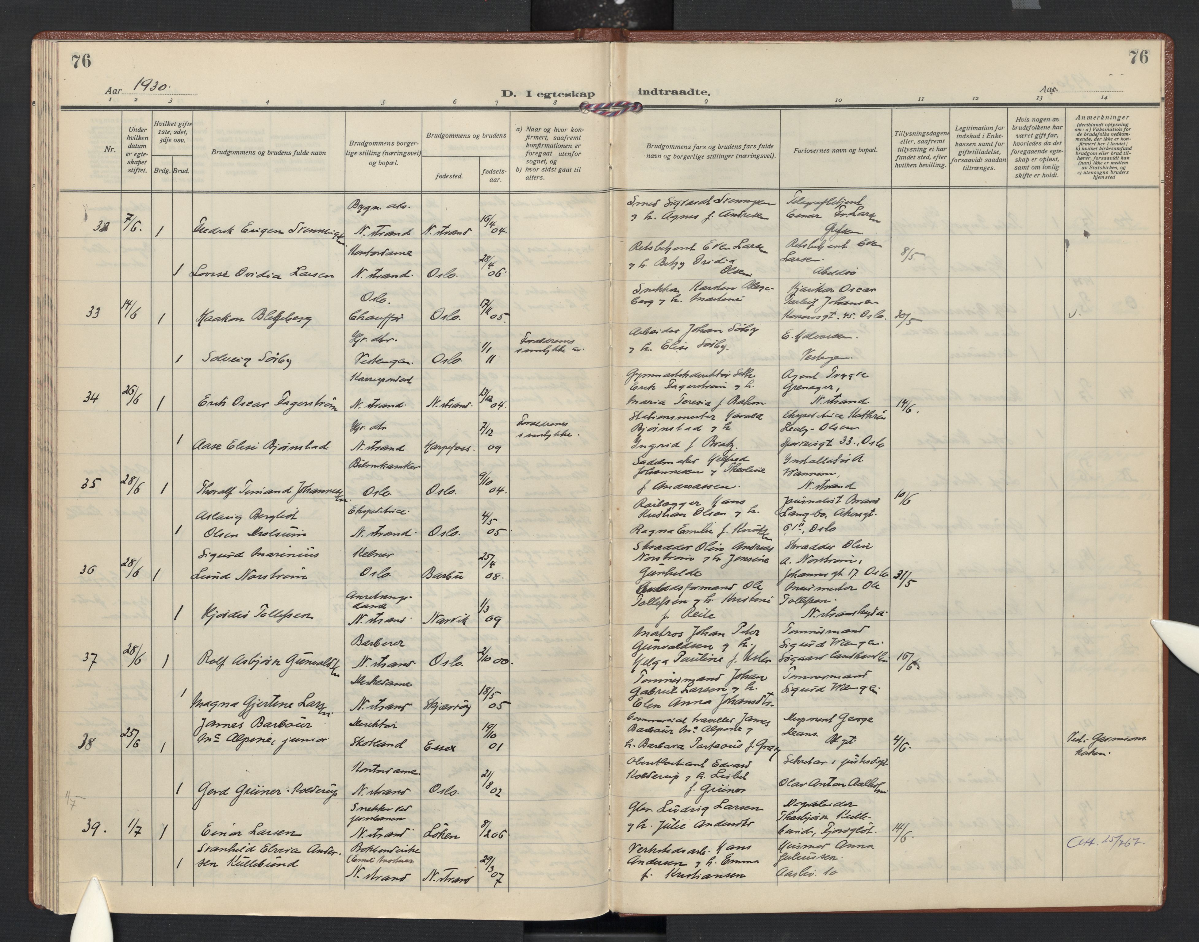 Nordstrand prestekontor Kirkebøker, AV/SAO-A-10362a/F/Fa/L0004: Parish register (official) no. 4, 1924-1930, p. 76