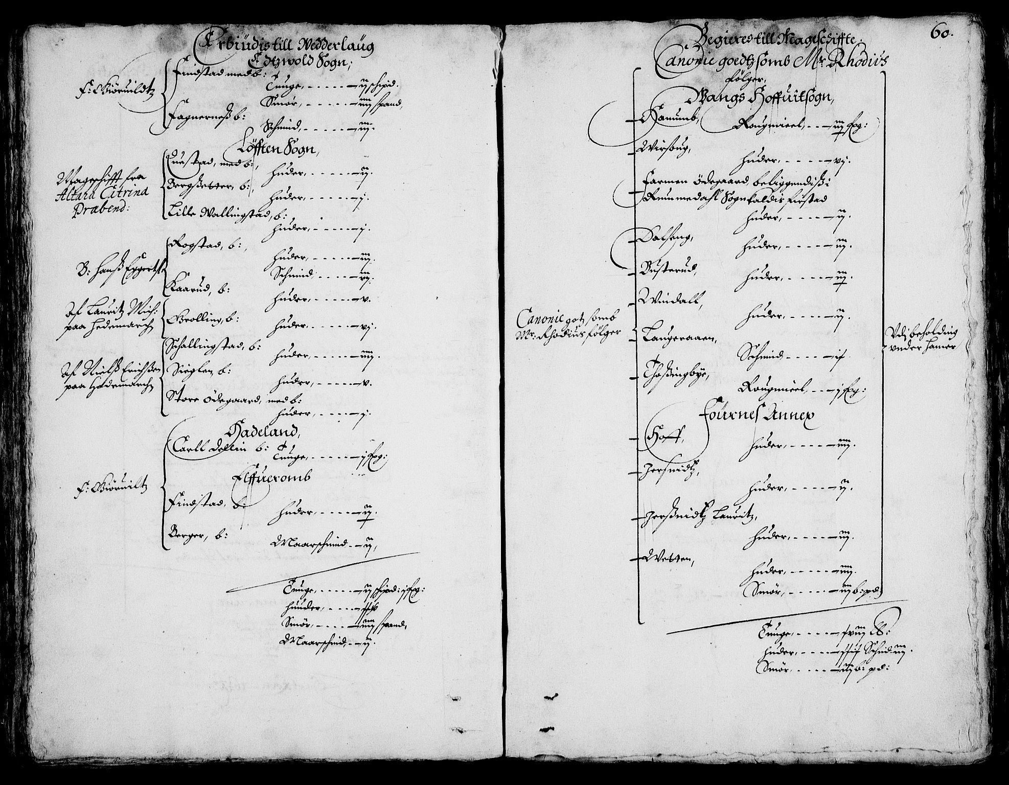 Rentekammeret inntil 1814, Realistisk ordnet avdeling, AV/RA-EA-4070/On/L0001/0002: Statens gods / [Jj 2]: Jordebok og forklaring over atkomstene til Hannibal Sehesteds gods, 1651, p. 59b-60a