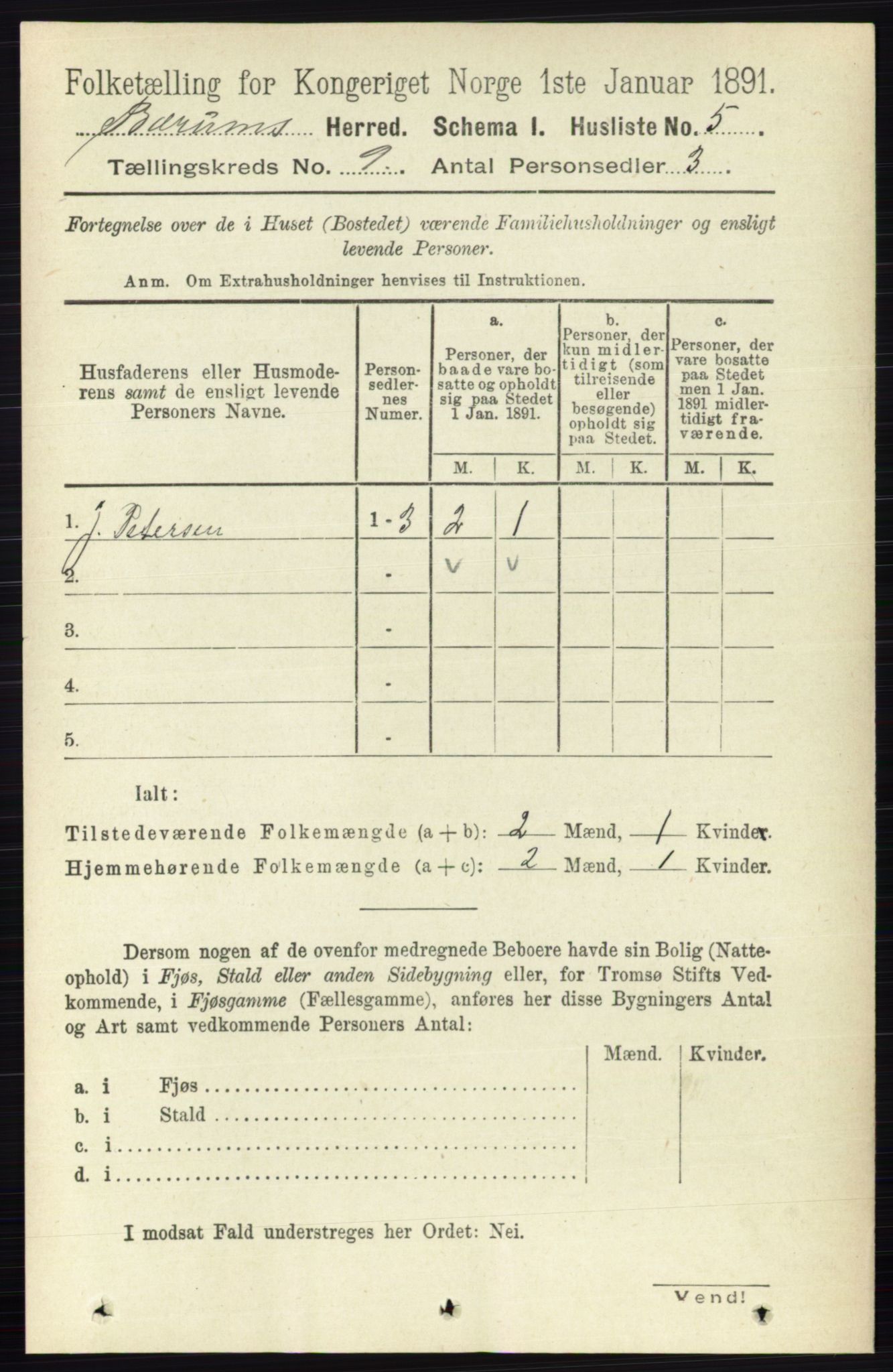 RA, 1891 census for 0219 Bærum, 1891, p. 4984