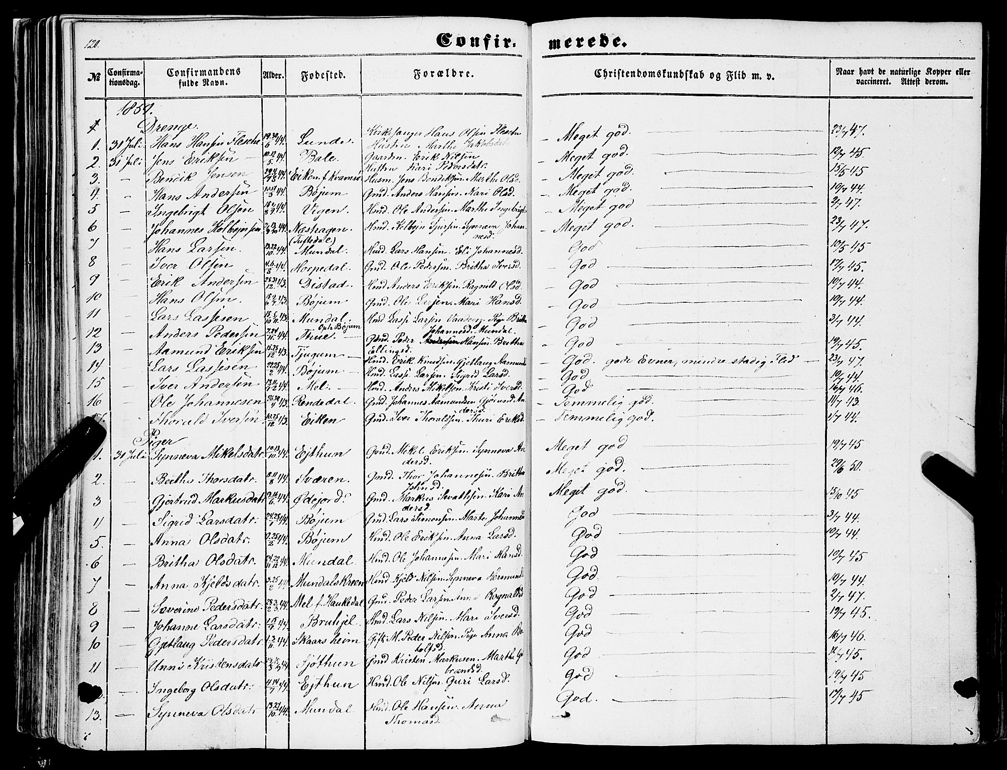 Balestrand sokneprestembete, SAB/A-79601/H/Haa/Haaa/L0002: Parish register (official) no. A 2, 1847-1866, p. 120