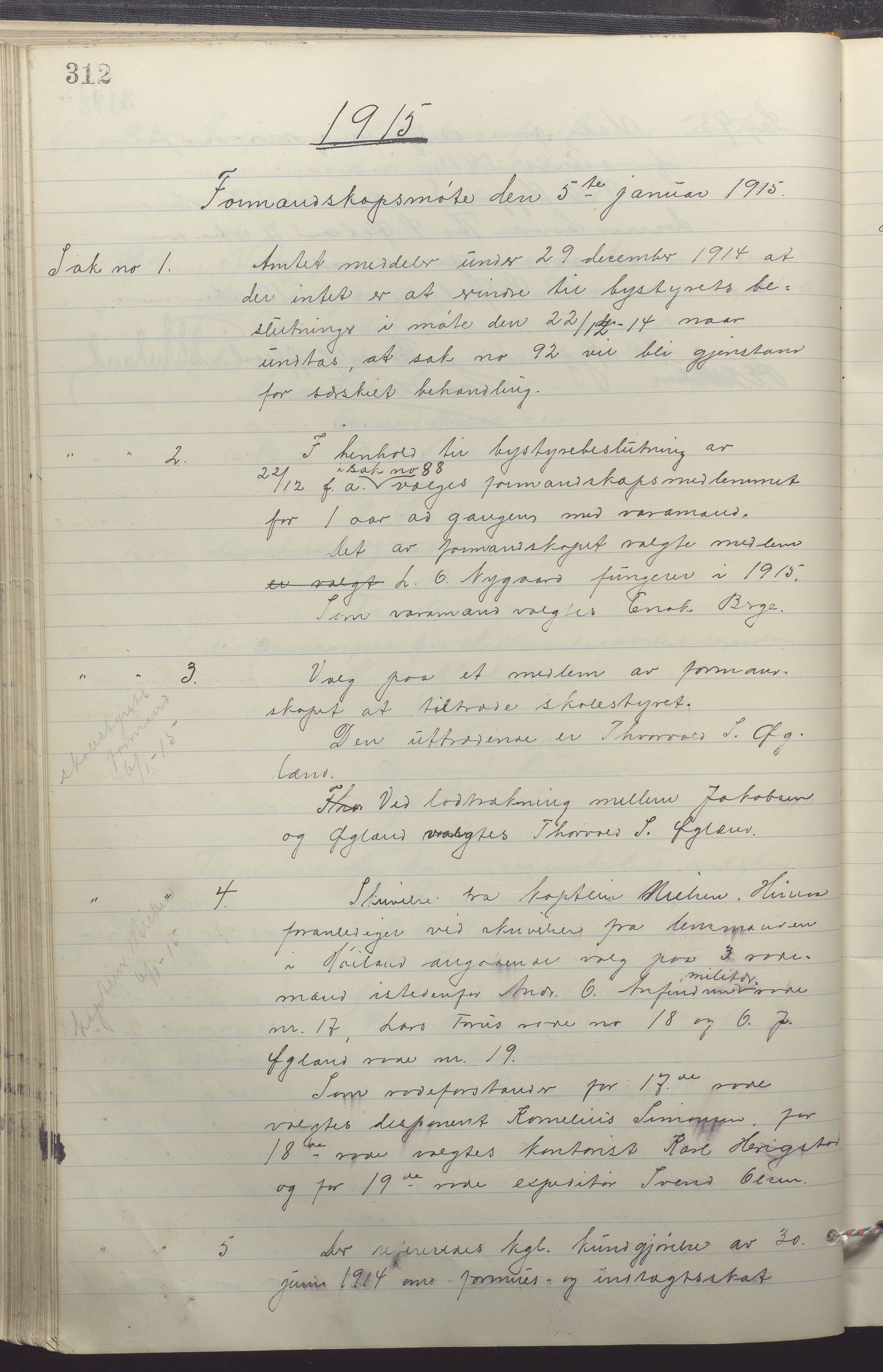 Sandnes kommune - Formannskapet og Bystyret, IKAR/K-100188/Aa/L0008: Møtebok, 1913-1917, p. 312