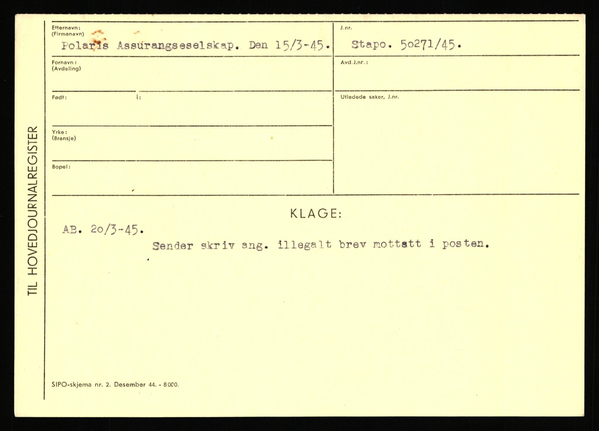 Statspolitiet - Hovedkontoret / Osloavdelingen, AV/RA-S-1329/C/Ca/L0012: Oanæs - Quistgaard	, 1943-1945, p. 4700