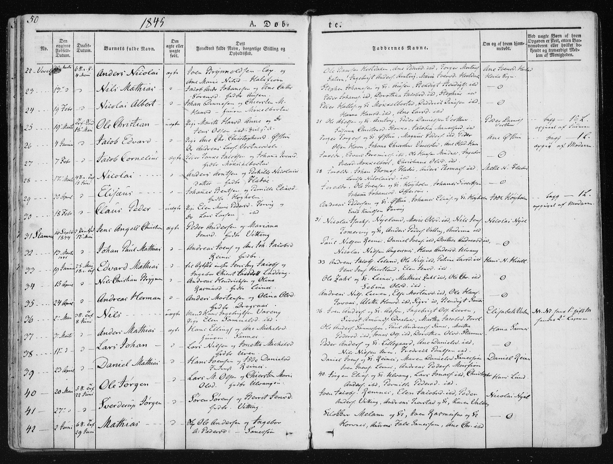 Ministerialprotokoller, klokkerbøker og fødselsregistre - Nordland, SAT/A-1459/830/L0446: Parish register (official) no. 830A10, 1831-1865, p. 50