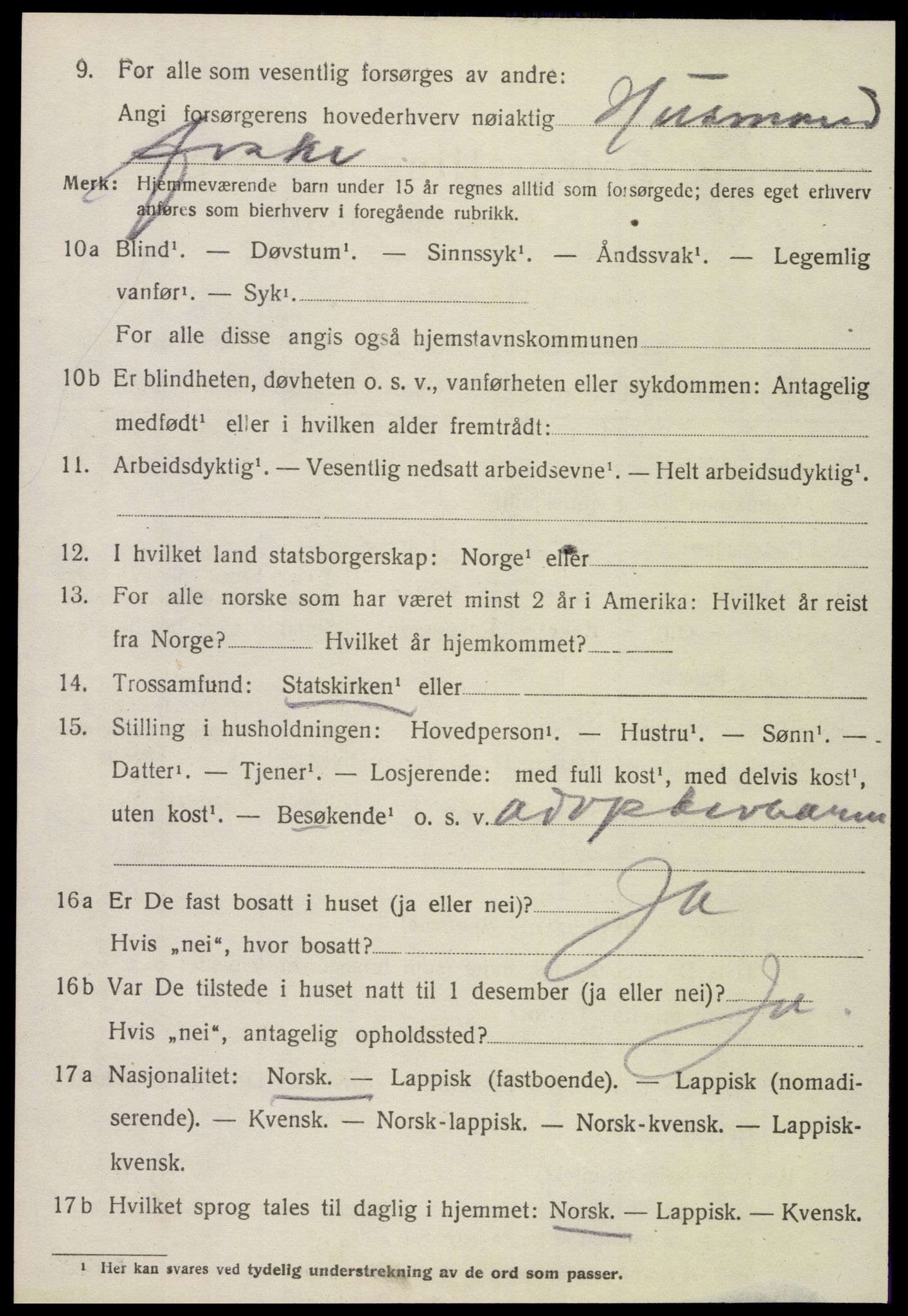 SAT, 1920 census for Meløy, 1920, p. 4400