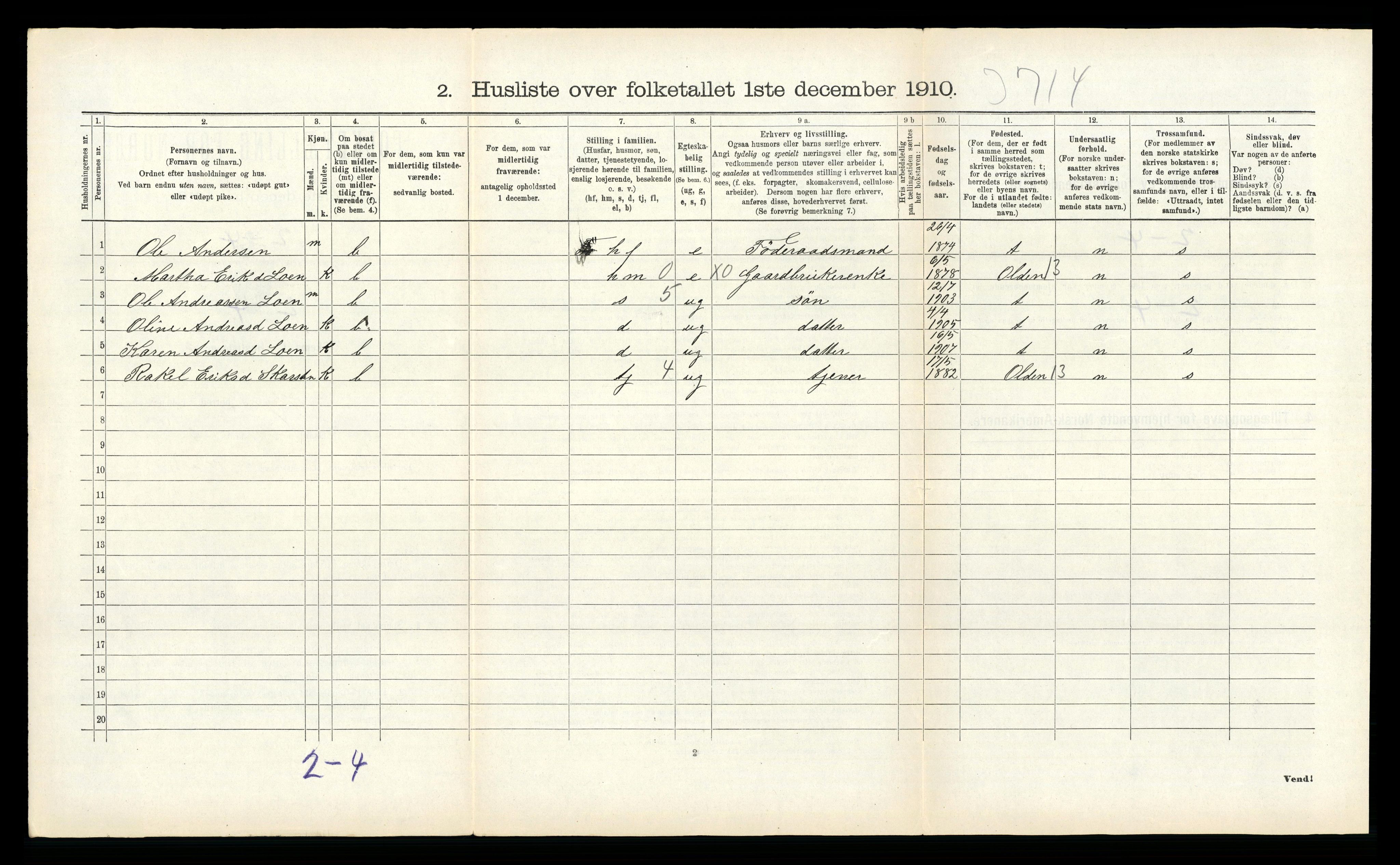 RA, 1910 census for Stryn, 1910, p. 790