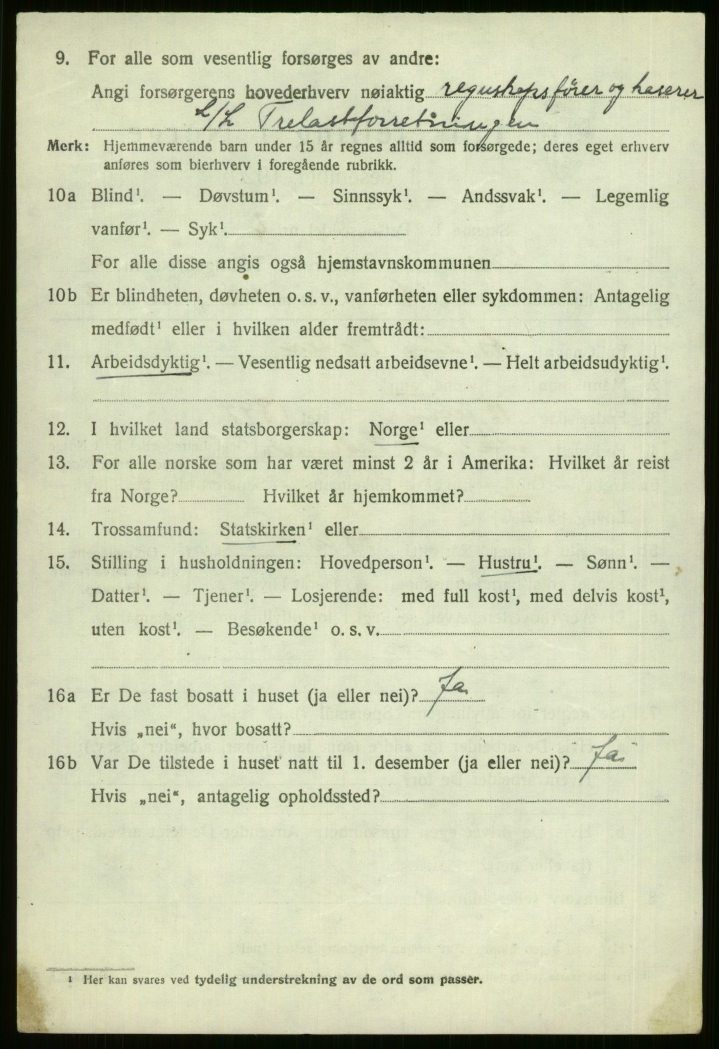 SAB, 1920 census for Voss, 1920, p. 5926