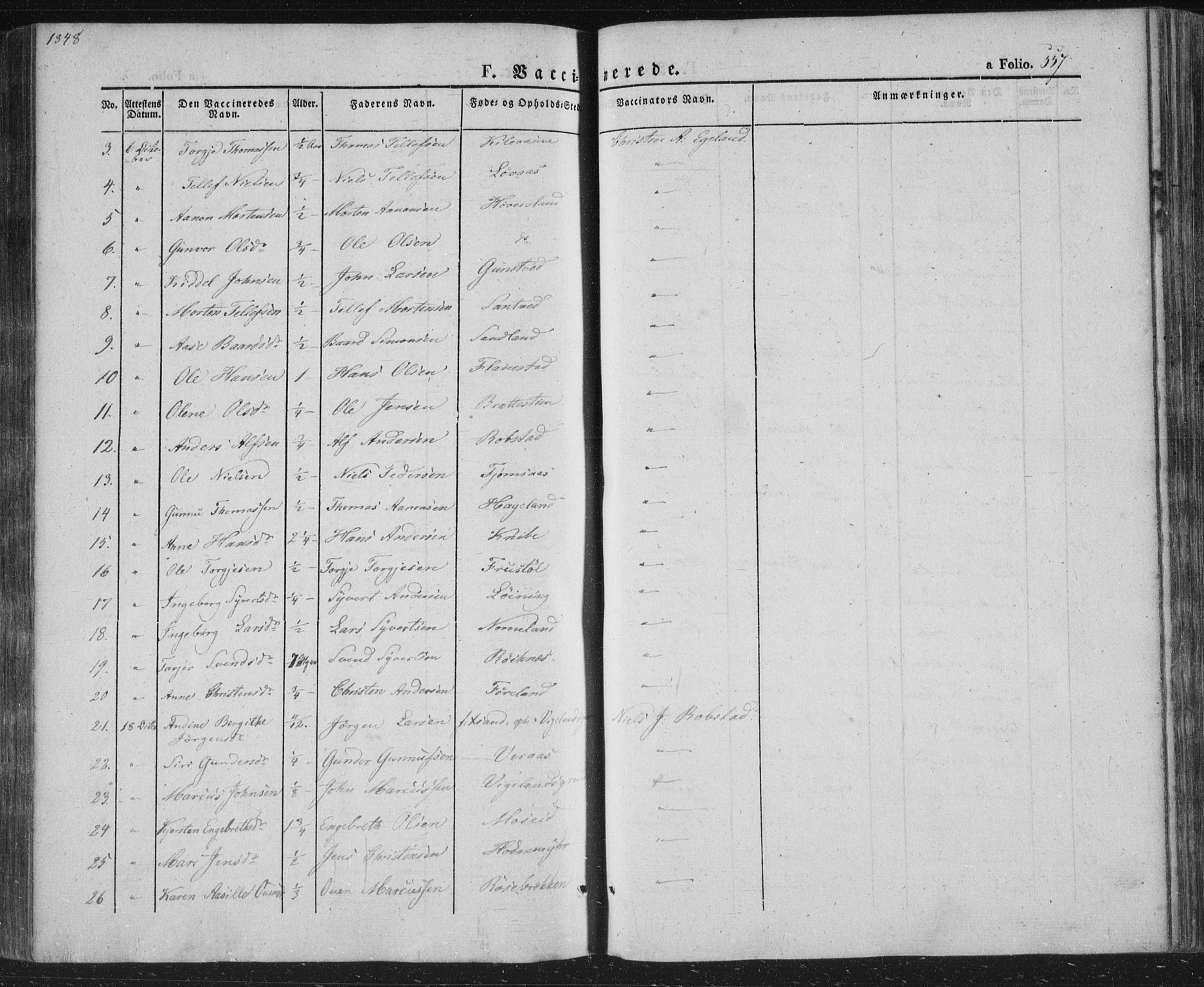 Vennesla sokneprestkontor, AV/SAK-1111-0045/Fa/Fac/L0004: Parish register (official) no. A 4, 1834-1855, p. 557