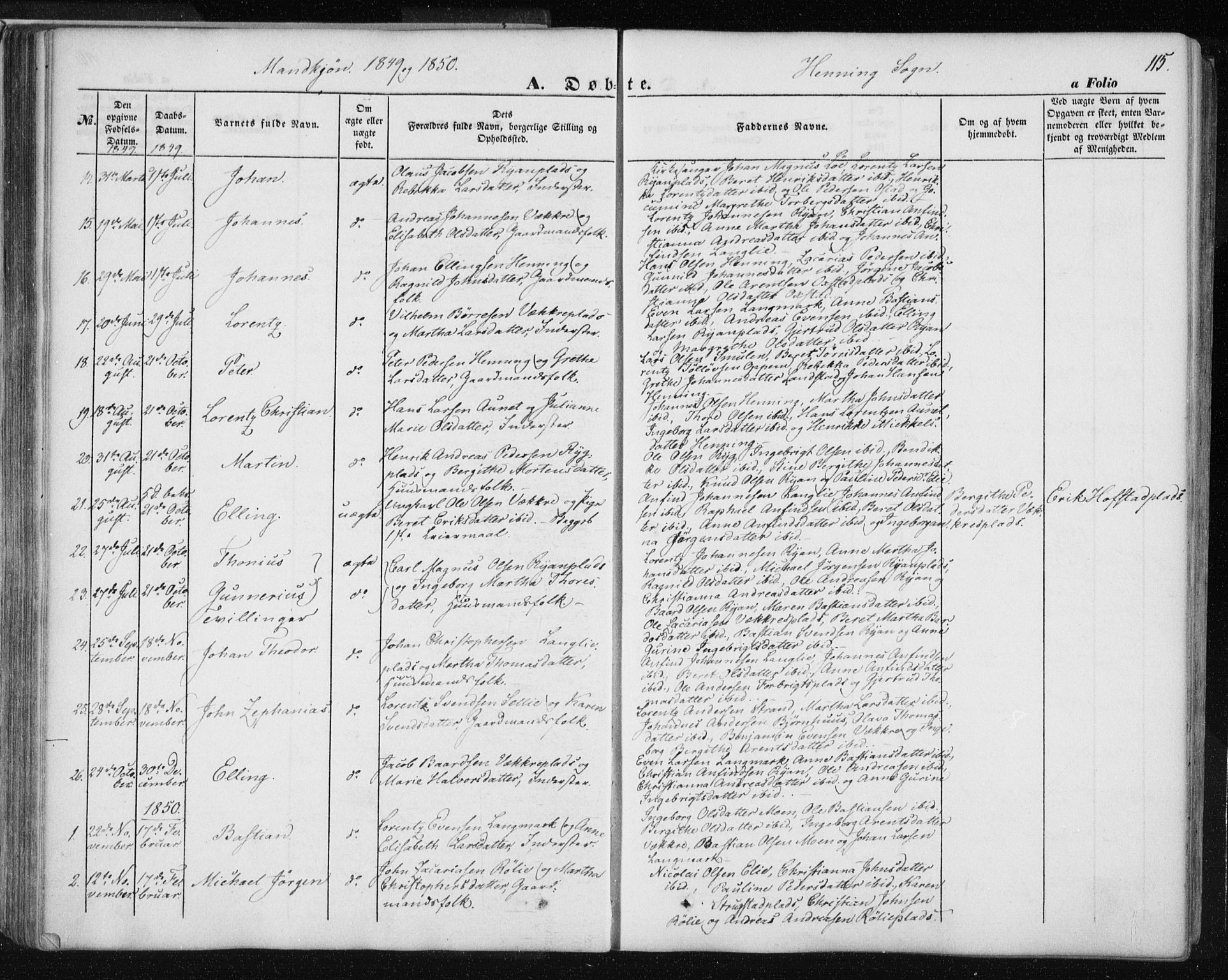 Ministerialprotokoller, klokkerbøker og fødselsregistre - Nord-Trøndelag, SAT/A-1458/735/L0342: Parish register (official) no. 735A07 /3, 1849-1862, p. 115