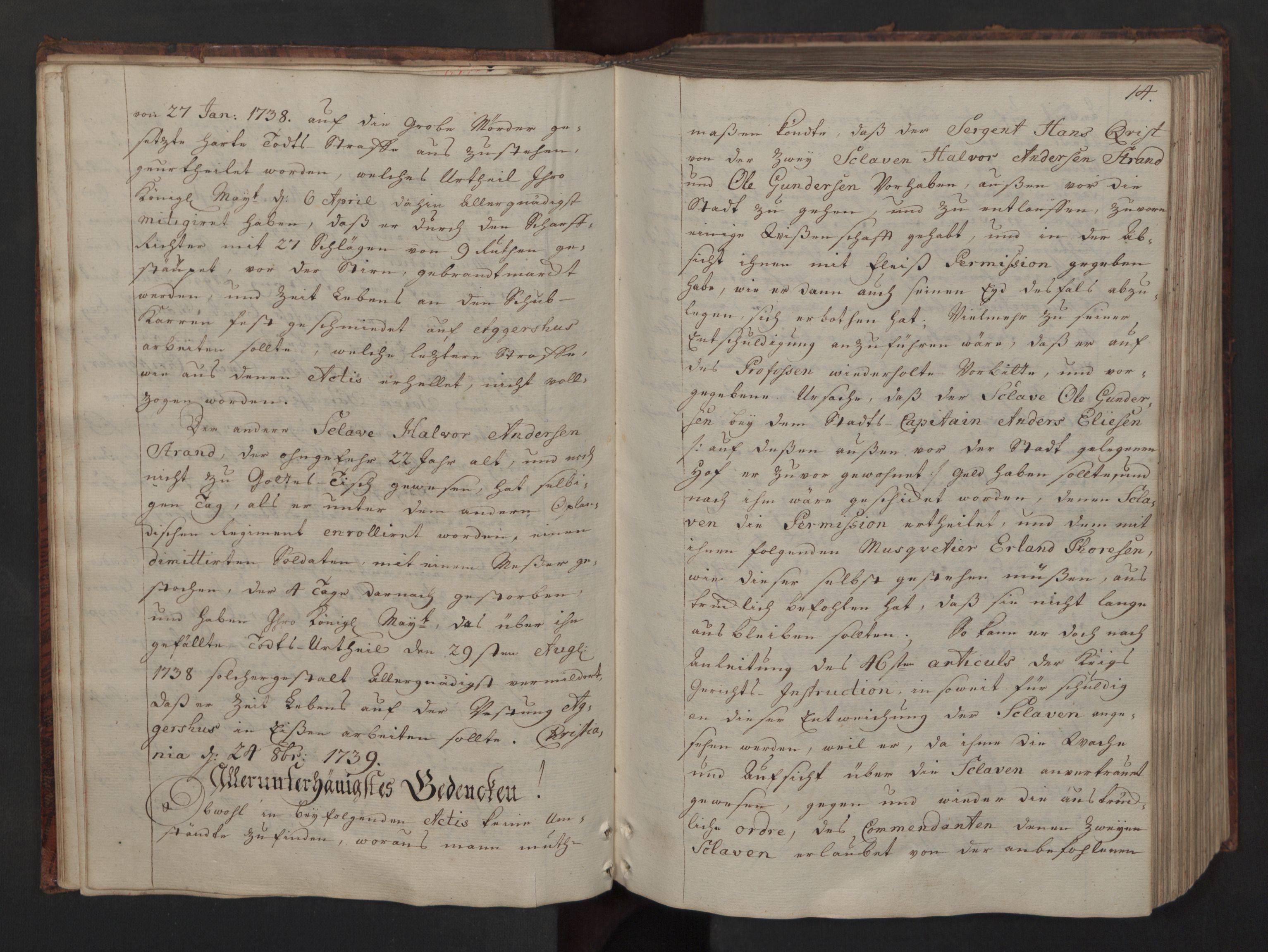 Forsvaret, Generalauditøren, AV/RA-RAFA-1772/F/Fg/Fga/L0010: Justitsprotokoller, 1739-1741, p. 13b-14a