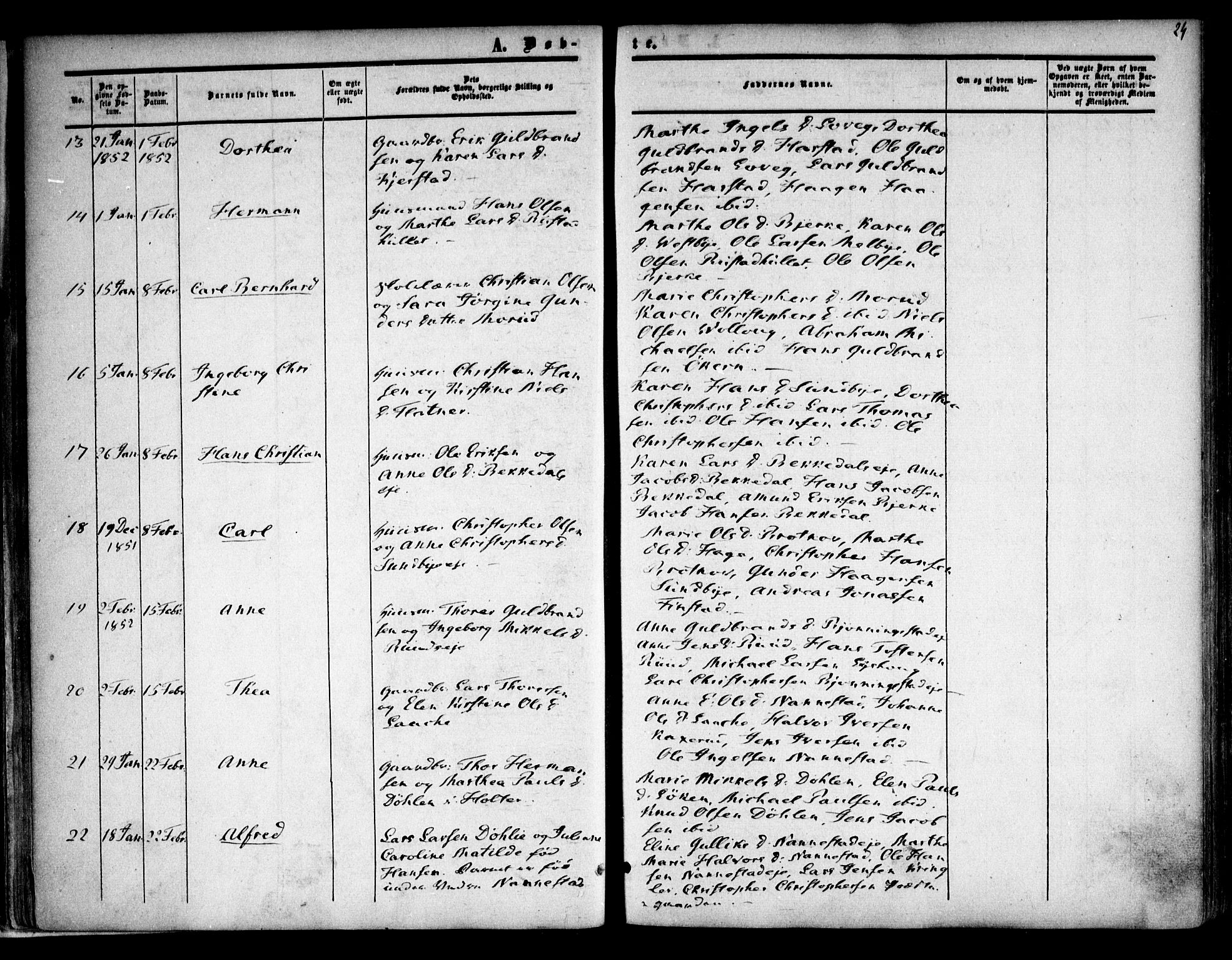 Nannestad prestekontor Kirkebøker, AV/SAO-A-10414a/F/Fa/L0011: Parish register (official) no. I 11, 1850-1859, p. 24