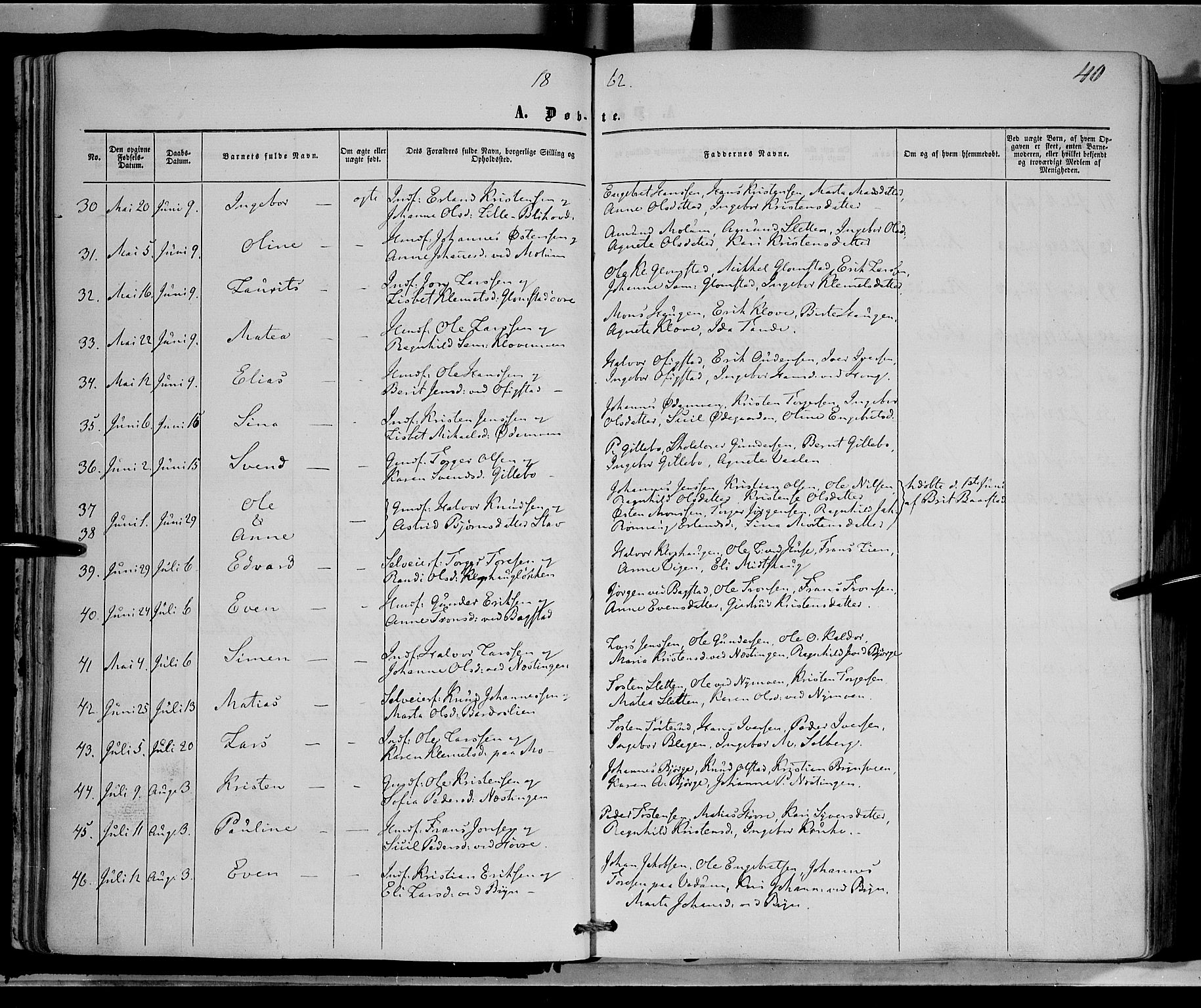 Øyer prestekontor, AV/SAH-PREST-084/H/Ha/Haa/L0006: Parish register (official) no. 6, 1858-1874, p. 40