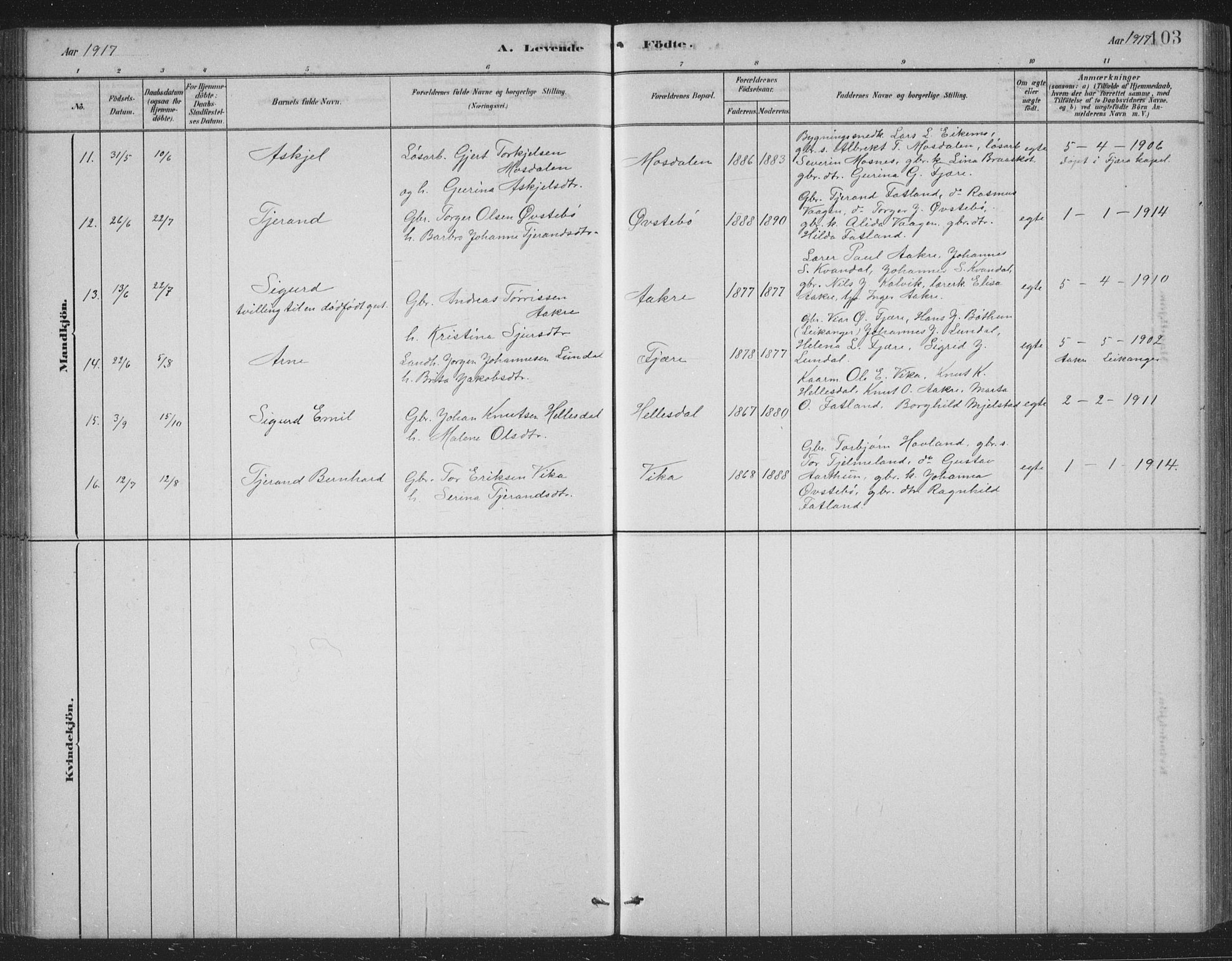 Skånevik sokneprestembete, AV/SAB-A-77801/H/Hab: Parish register (copy) no. B 2, 1881-1920, p. 103