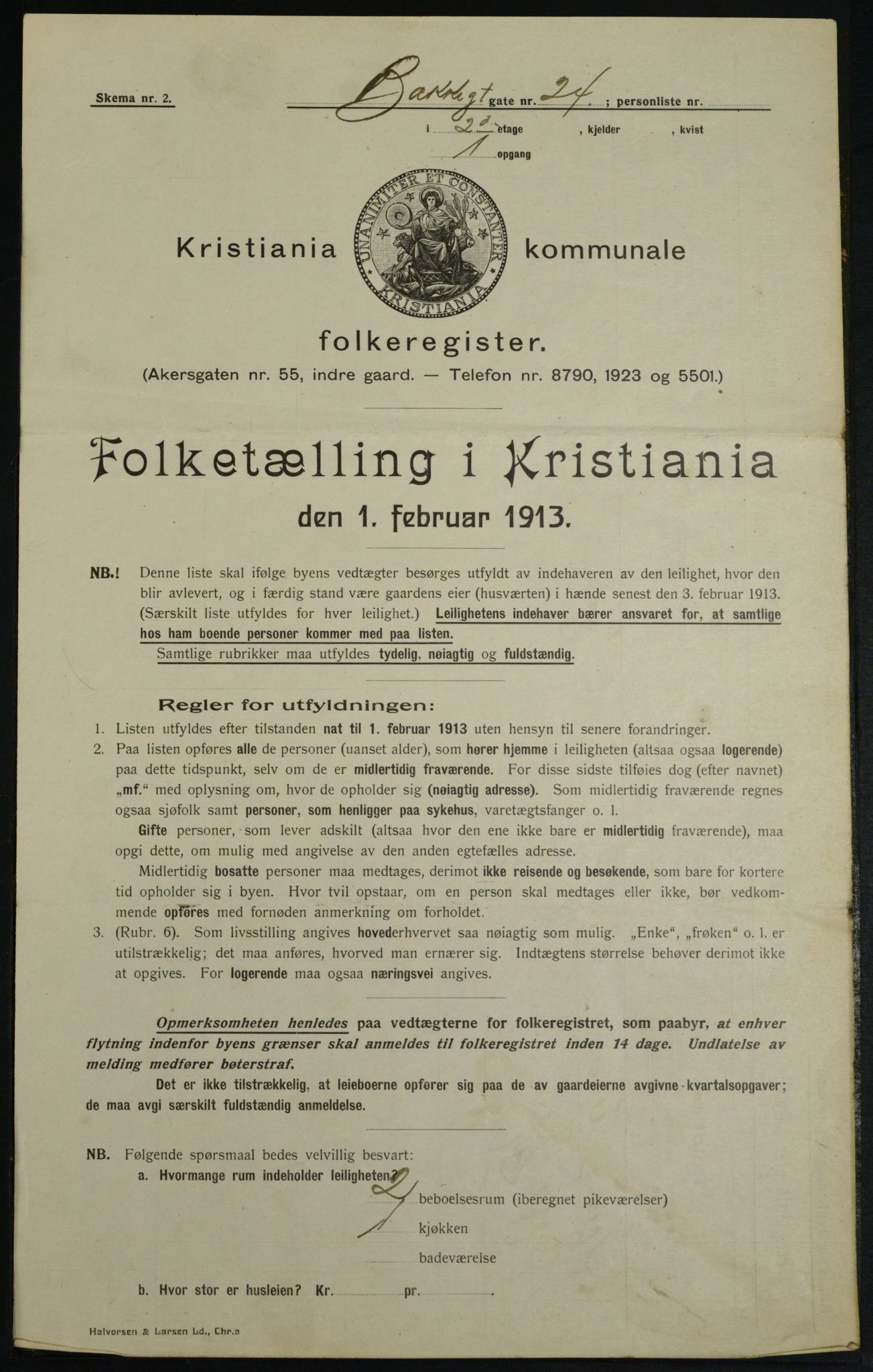 OBA, Municipal Census 1913 for Kristiania, 1913, p. 11135