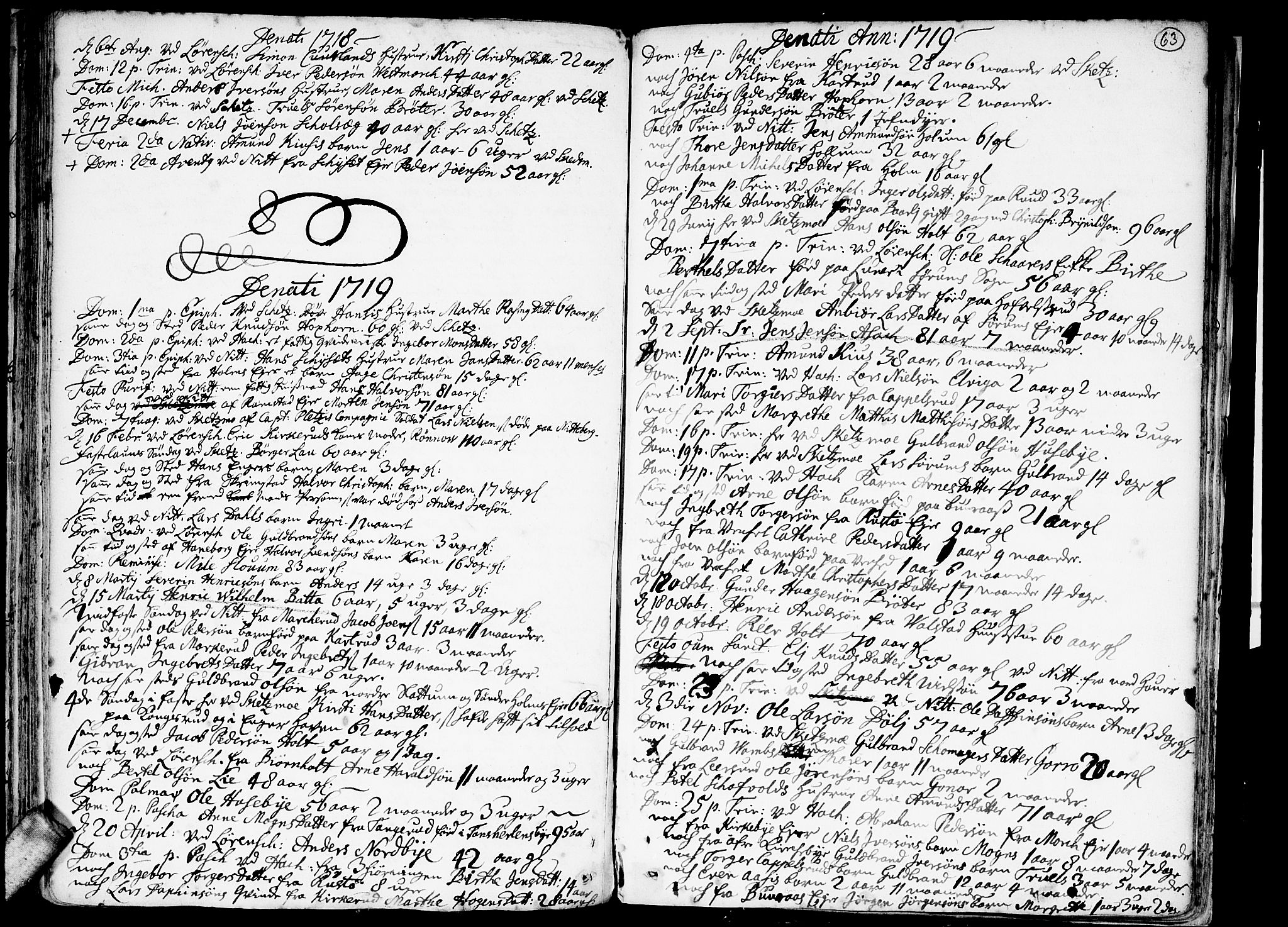 Skedsmo prestekontor Kirkebøker, SAO/A-10033a/F/Fa/L0002: Parish register (official) no. I 2, 1715-1727, p. 63